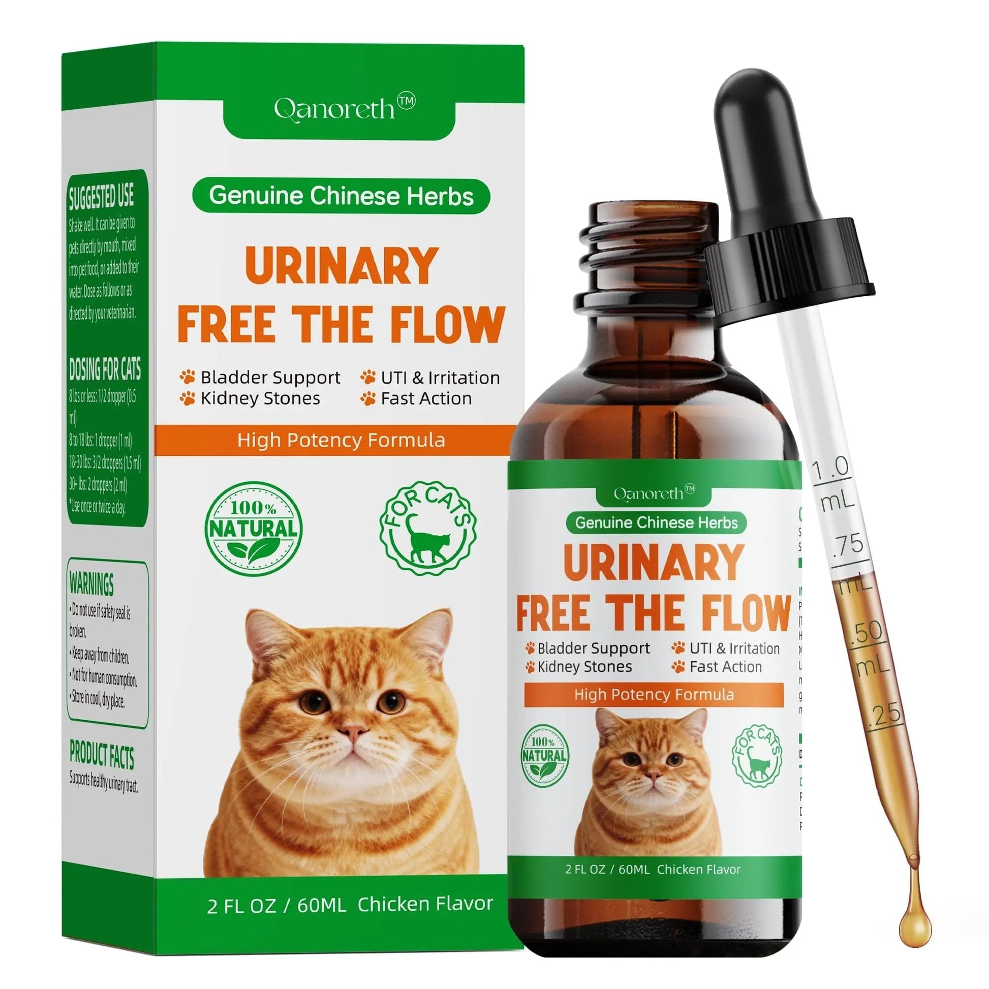 Cat Bladder Remedy for Stones & Crystals, Kidney StonesDissolver forCat- Urinary Free The Flow - Cat Urinary Tract Infection Treatment for Stones, Herbal CatUTI Remedy for Stone Relief & Prevention QanorethAu supplements