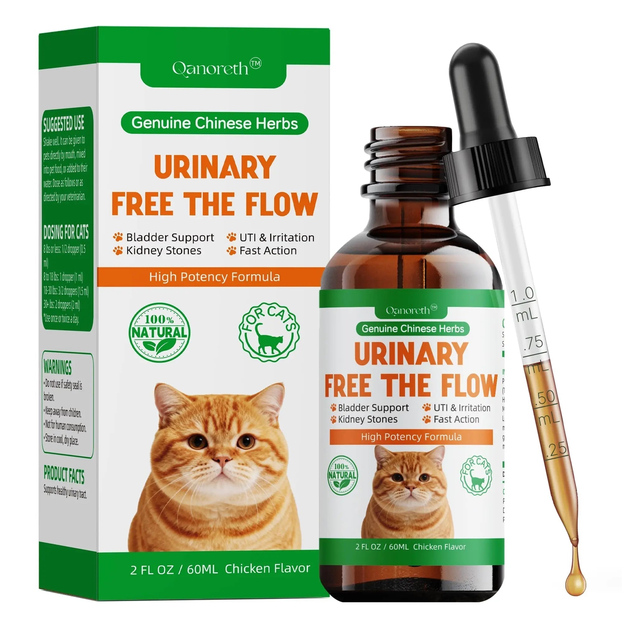 Cat Bladder Remedy for Stones & Crystals, Kidney StonesDissolver forCat- Urinary Free The Flow - Cat Urinary Tract Infection Treatment for Stones, Herbal CatUTI Remedy for Stone Relief & Prevention QanorethAu supplements