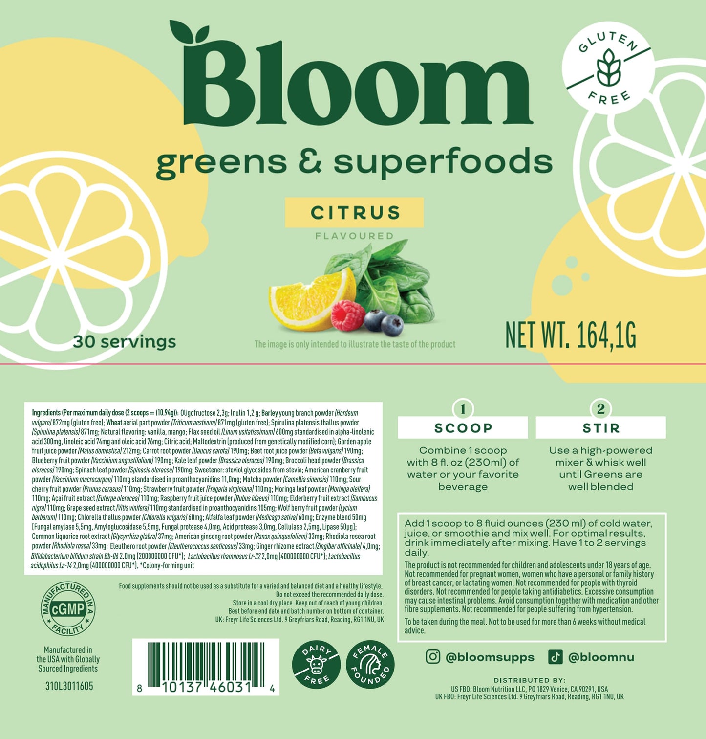 Bloom Nutrition Greens and Superfoods Powder for Digestive Health, Greens Powder Bloom NutritionUS supplements