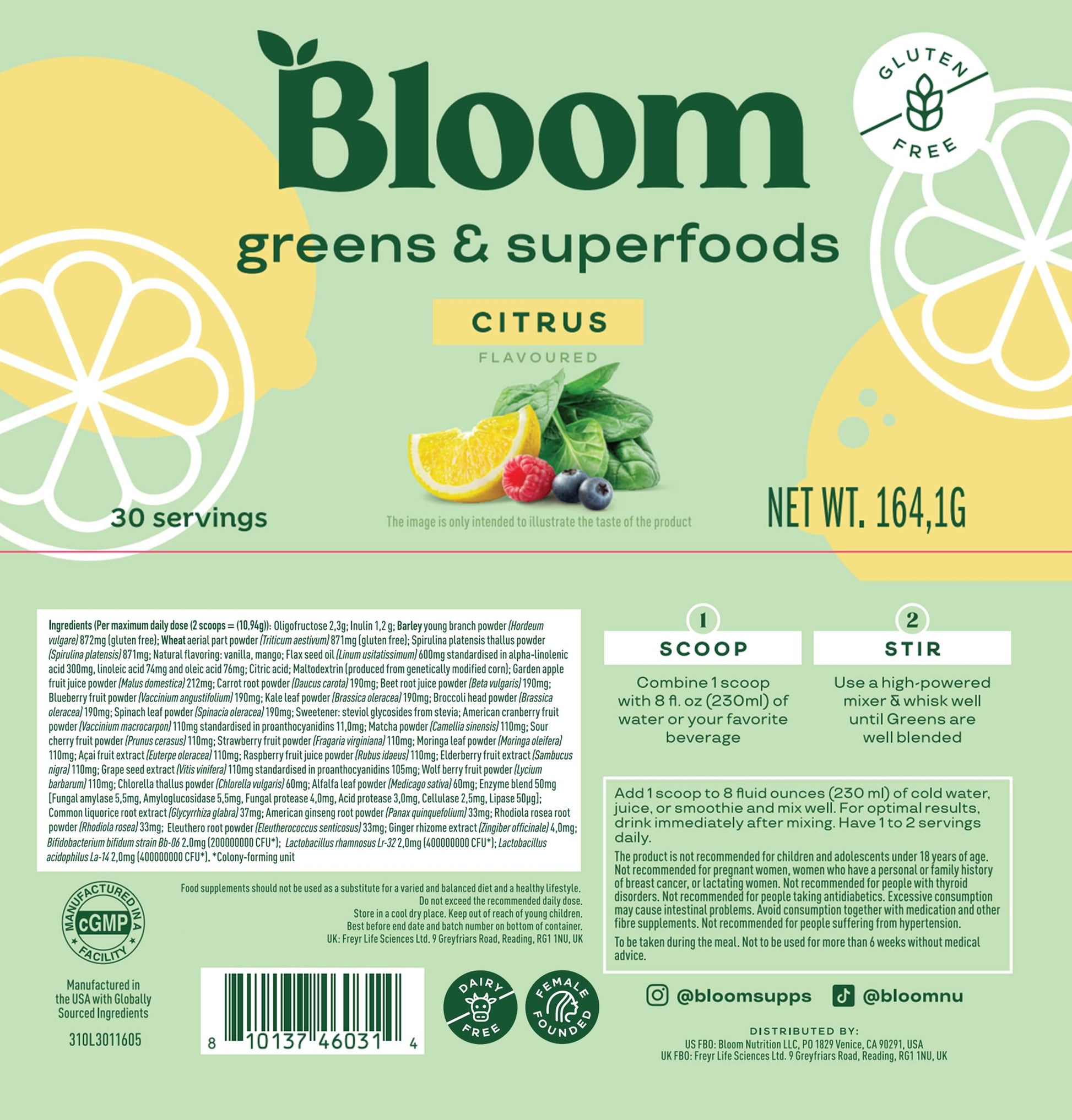 Bloom Nutrition Greens and Superfoods Powder for Digestive Health, Greens Powder Bloom NutritionUS supplements