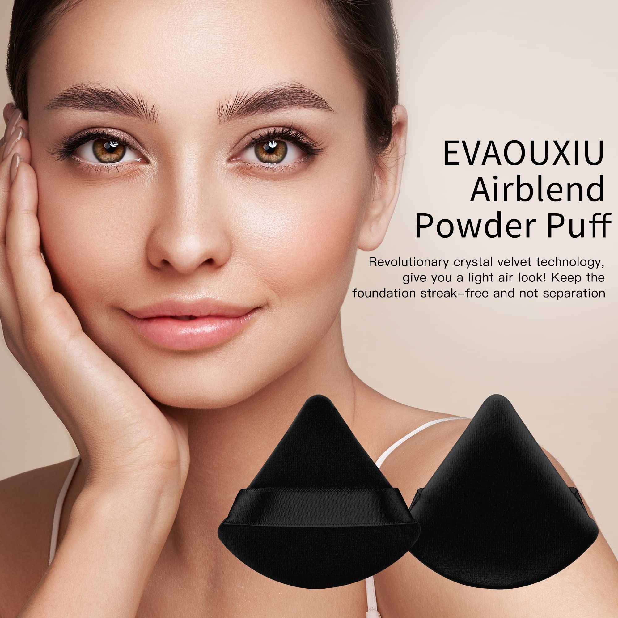 2 Pcs EVAOUXIU Triangle Powder Puff for Face Powder, Soft Plush Setting Makeup Puff, Velour Cosmetic Foundation Blender Sponge Beauty Makeup Tools (Black) EVAOUXIUAu supplements