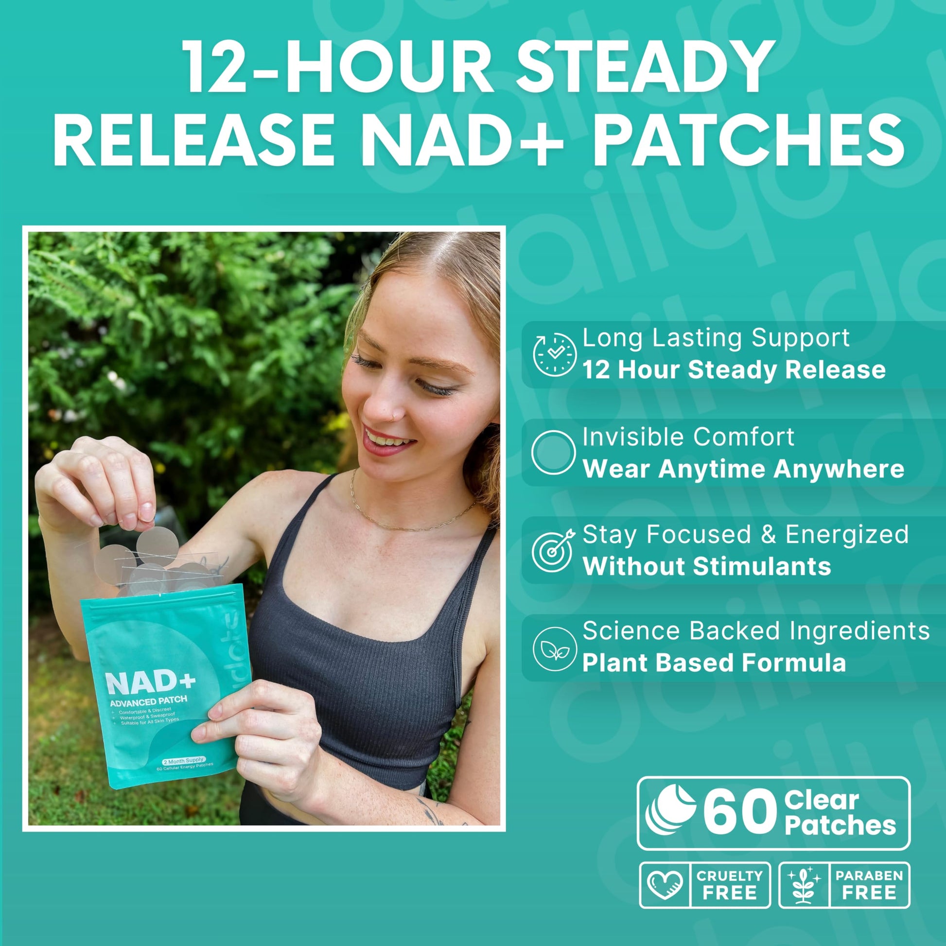 Daily Dots NAD+ Patches | Energy, Healthy Aging & Wellness Support | 12 Active Blends incl. Nicotinamide & CoQ10 | Time Release Patch | for Men & Women (60 Patches) Daily DotsAu supplements