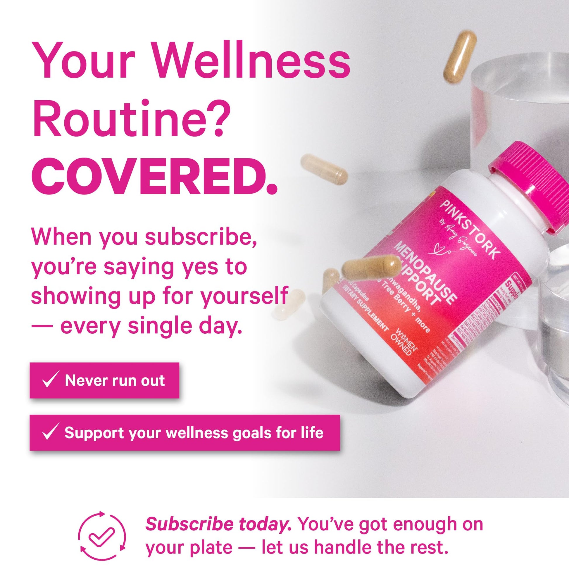 Pink Stork Menopause Support for Women - Hot Flash, Mood, Sleep, Weight, Cortisol & Hormonal Balance - Vegan, Estrogen-Free Perimenopause Relief - Ashwagandha, Maca - 60 Capsules Pink StorkAu supplements
