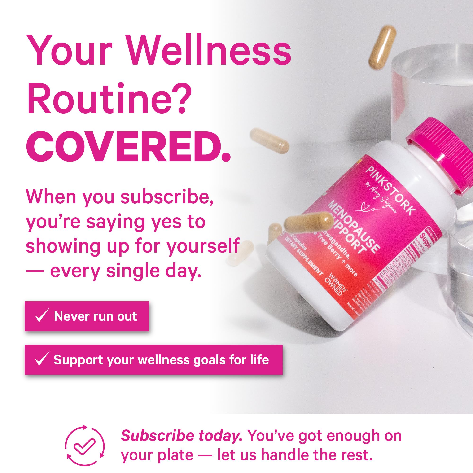 Pink Stork Menopause Support for Women - Hot Flash, Mood, Sleep, Weight, Cortisol & Hormonal Balance - Vegan, Estrogen-Free Perimenopause Relief - Ashwagandha, Maca - 60 Capsules Pink StorkAu supplements