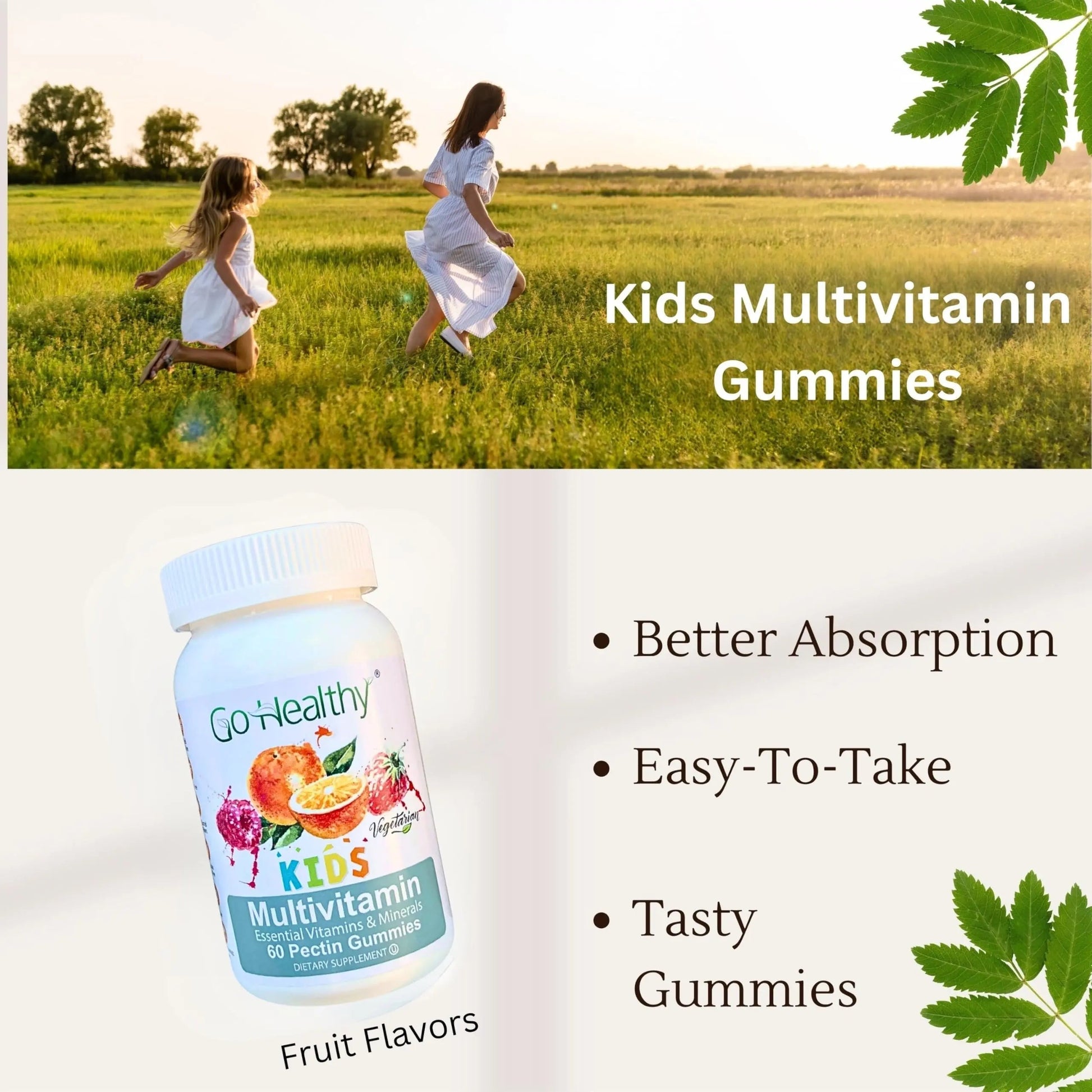 Go Healthy Kids Multivitamin Gummies, Immune Support, Kids Vitamin Gummies, Kosher Kid Vitamin, Halal Go Healthy NaturalAu supplements