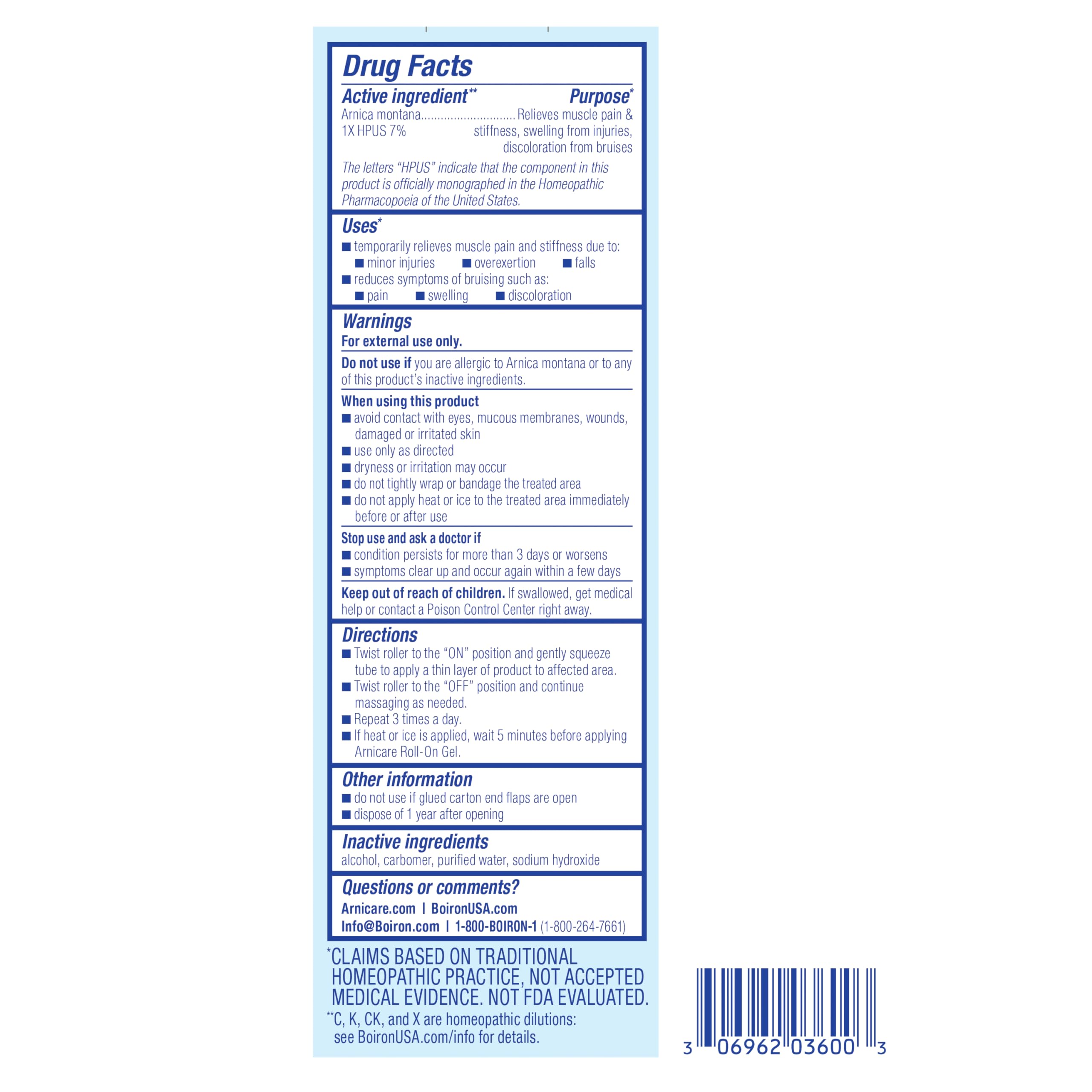 Boiron Arnicare Roll-On for Relief of Joint Pain, Muscle Pain, Muscle Soreness, and Swelling from Bruises or Injury - Cooling Metal Roller and Fragrance-Free - 1.5 oz BoironAu supplements