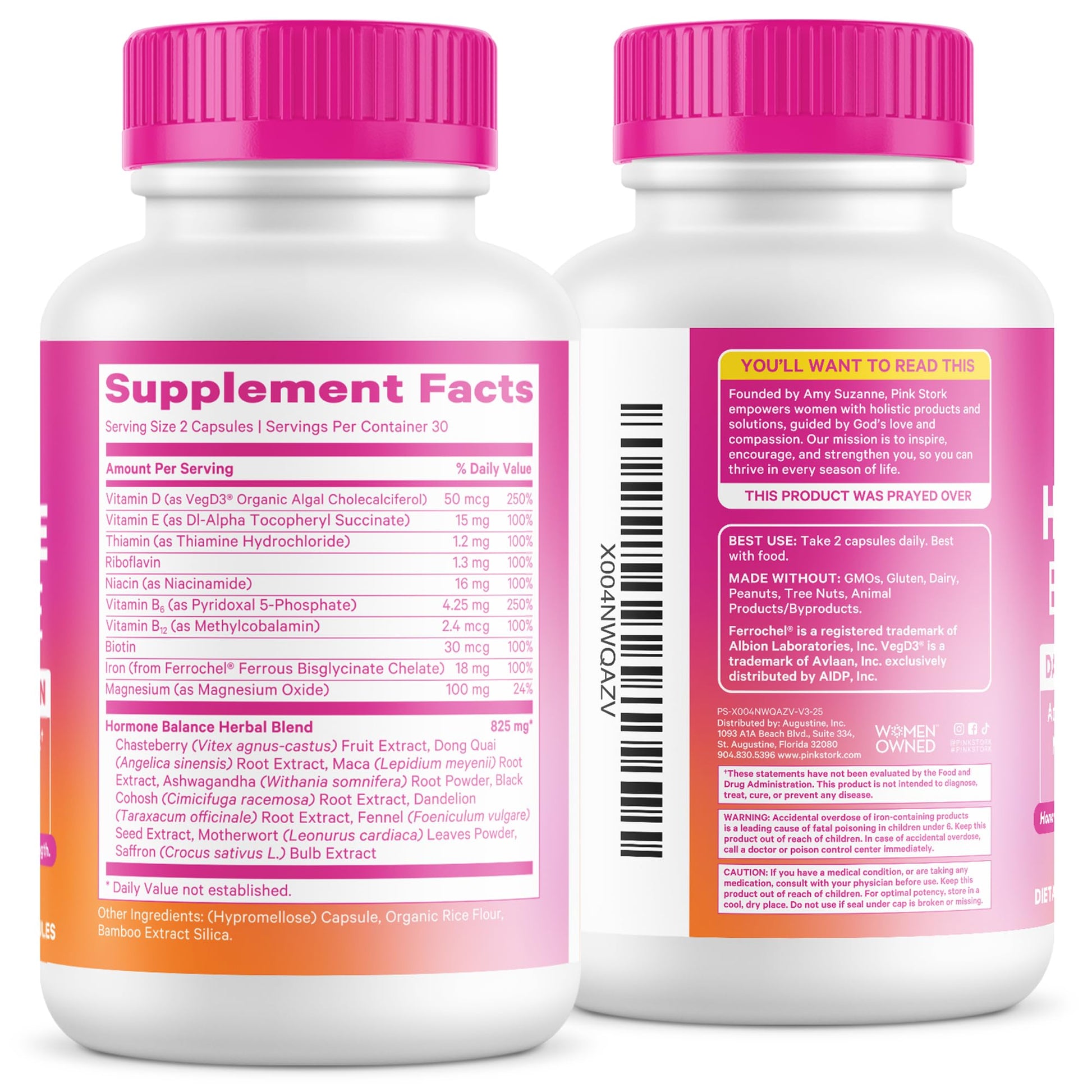 Pink Stork Hormone Balance Multivitamin for Women | 18-in-1 Vitex, Saffron, Ashwagandha, Magnesium | Mood, Energy, Cortisol, Adrenal Support | PMS, Perimenopause Support | 60 Vegan Capsules Pink StorkAu supplements