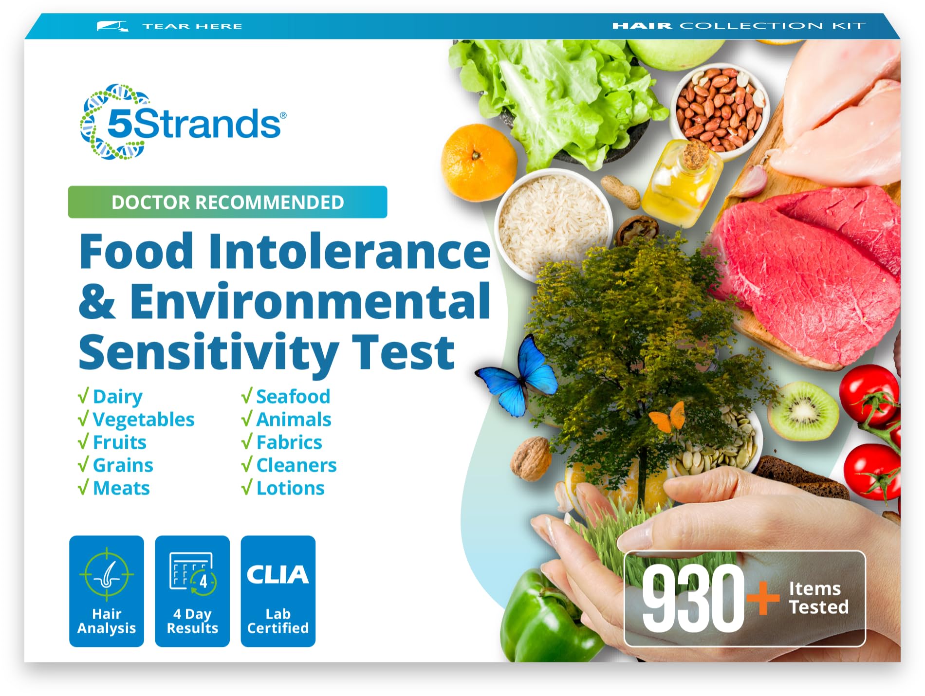 5Strands Food Intolerance & Environmental Sensitivity Test for Adults & Children, 950 Items Tested, Kids Intolerance Testing Kit, at Home Gut Health Assessment, Fast 4 Day Results 5StrandsAu supplements