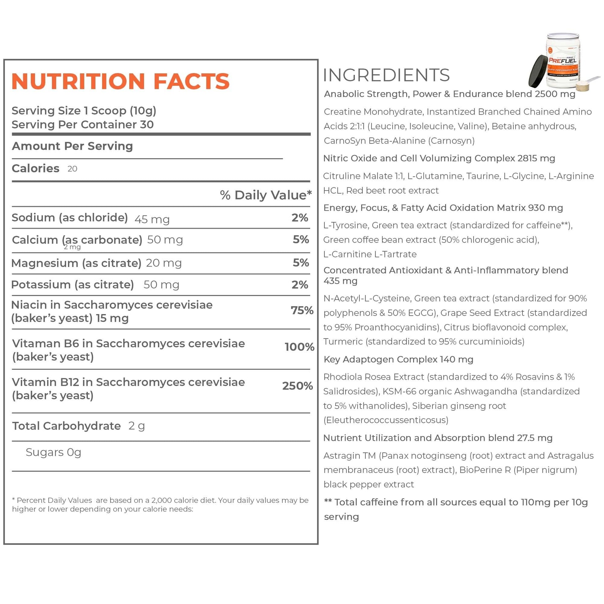 EnergyFirst Prefuel Pre-Workout Powder, Orange Flavor, Boost Energy, Creatine Monohydrate EnergyFirstAu supplements