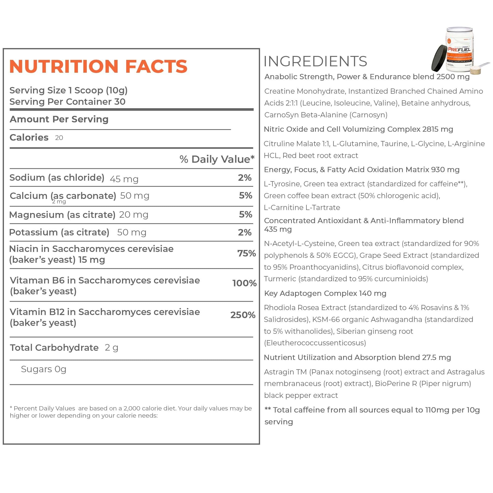 EnergyFirst Prefuel Pre-Workout Powder, Orange Flavor, Boost Energy, Creatine Monohydrate EnergyFirstAu supplements
