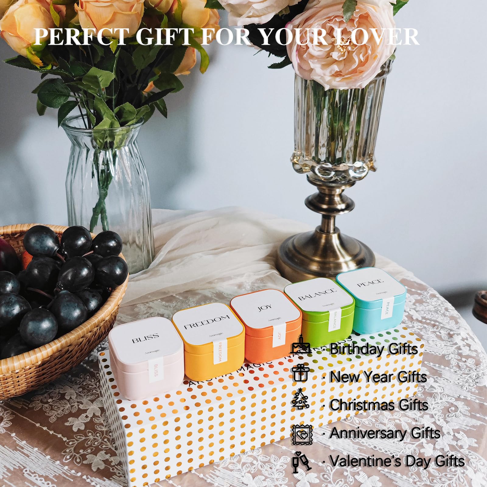 Aromagic 5 Pack Scented Candles Gift Set,Jar Candles Valentine's Day Gifts for Women aromagicAu supplements