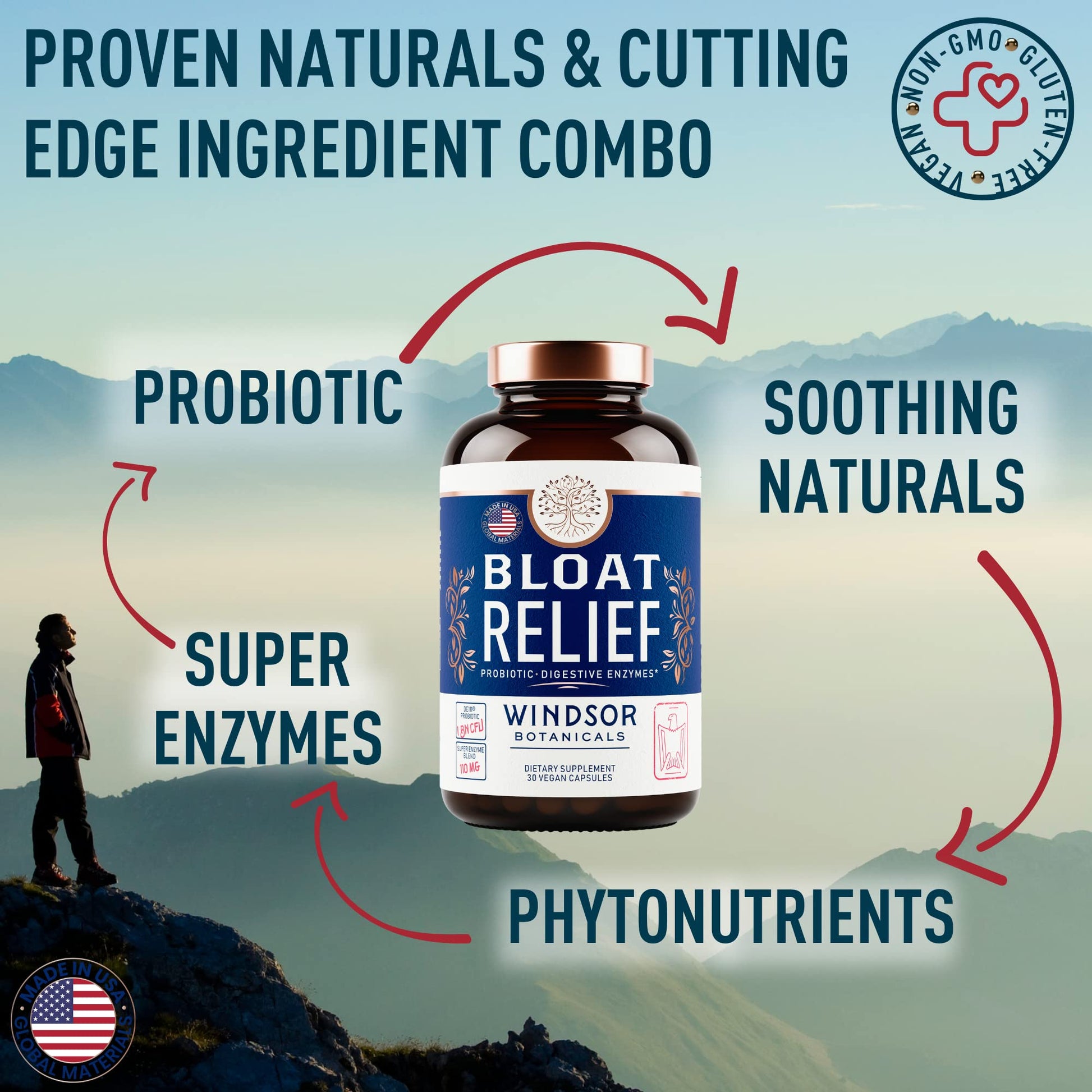 Bloat Relief Probiotic and Digestive Enzymes - Anti Bloating Turmeric, Fennel, Bromelain IBS WINDSOR BOTANICALSAu supplements