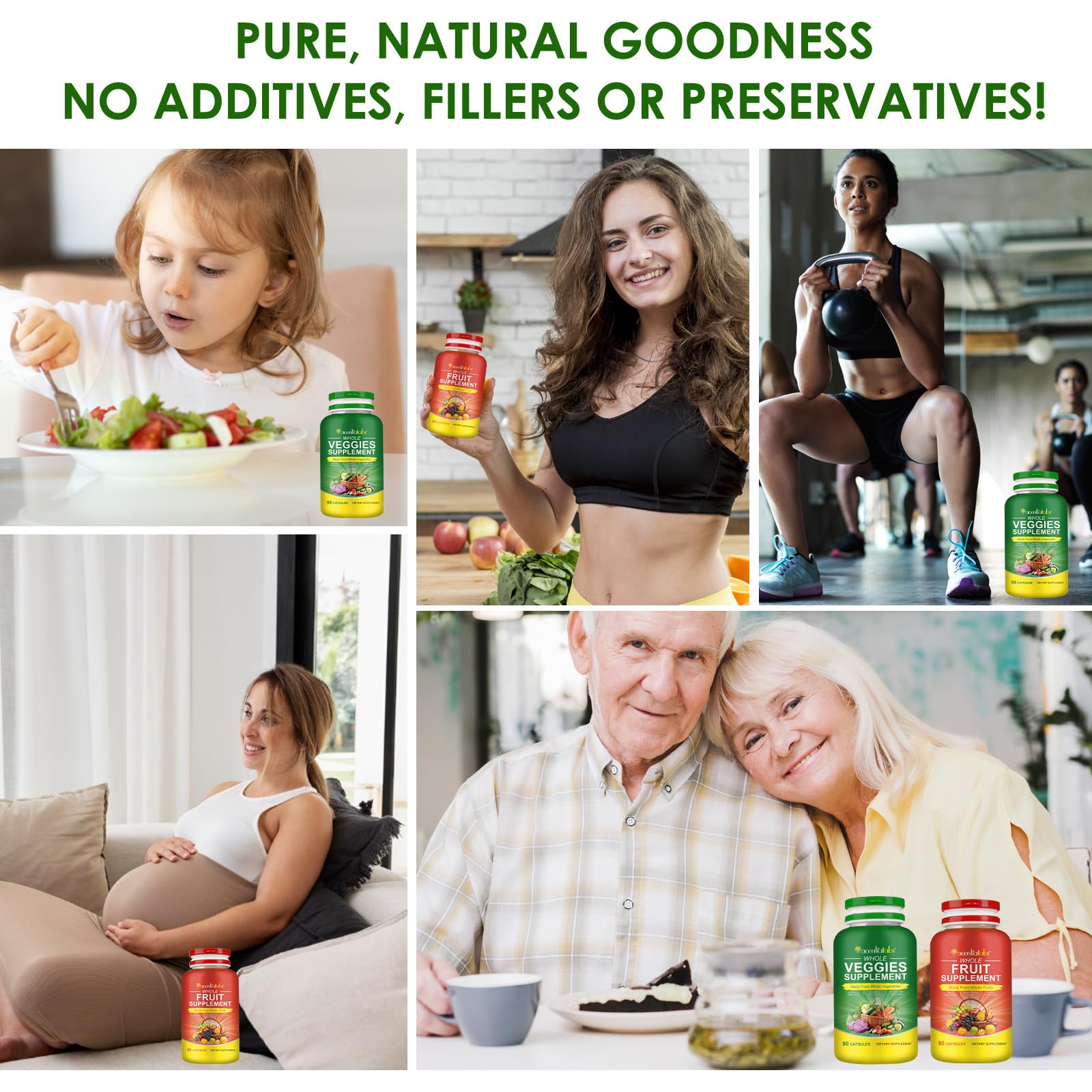 Fruits & Veggies Supplements - 2 Bottles 180 Total Vegetarian Capsules | BalanceNatural Vitamins Supplement Dietary Nutritional Balance,Lngredients Blended Vitamin & Mineral Whole Food Supplement RuduwuAu supplements
