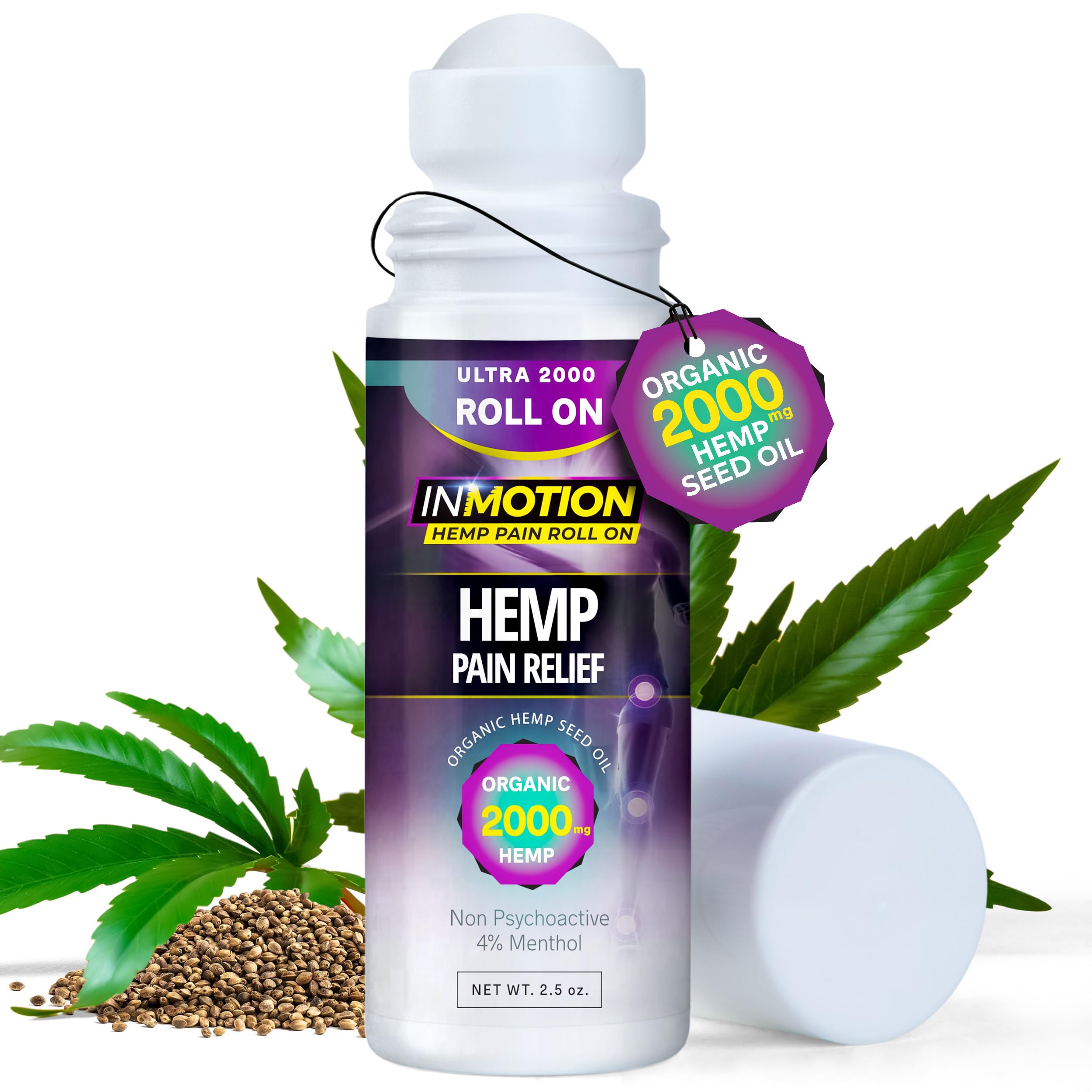 Inmotion Hemp Roll On for Pain Relief - Premium Ultra Strength Fast Acting, Long Lasting, Odorless Hemp Oil Roll On Pain Reliever for Joint, Muscle, & Back InMotion HempAu supplements