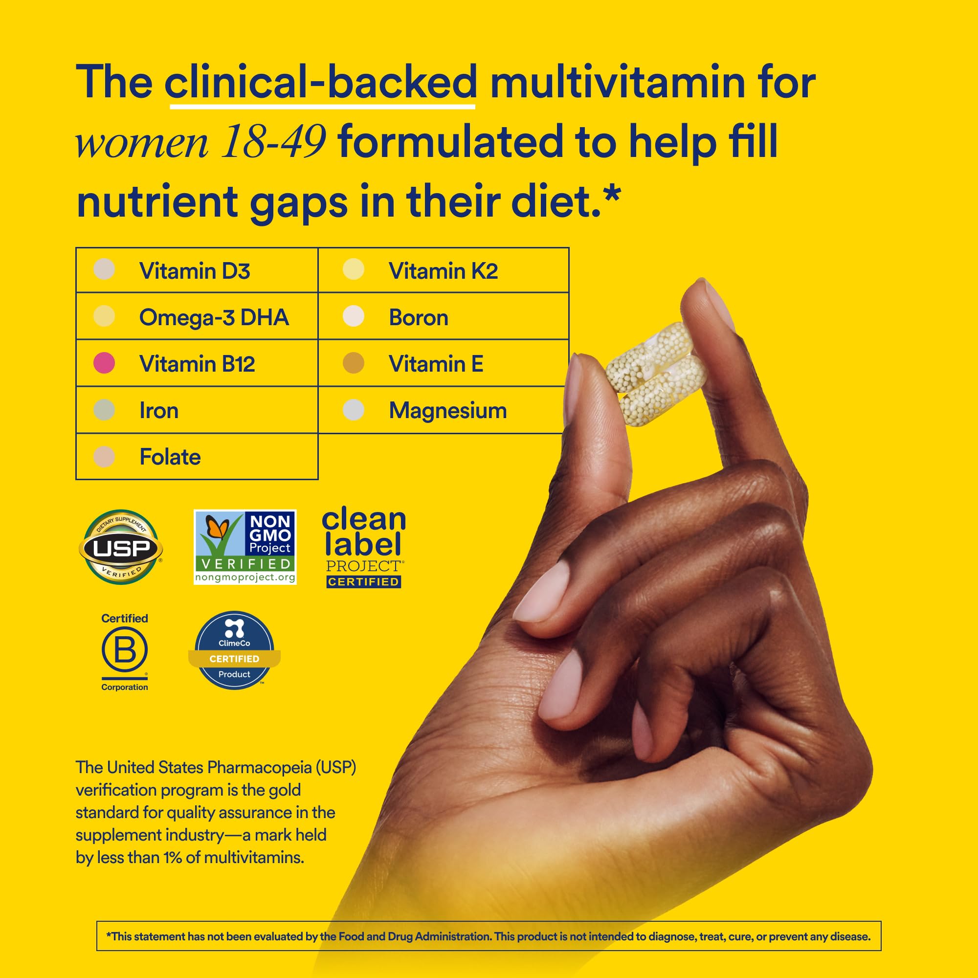 Ritual Multivitamin for Women 18+ with Vitamin D3 for Immune Support*, Vegan Omega 3 DHA, B12, Iron, Gluten Free, Non GMO, USP Verified, Mint, 30 Day Supply, 60 Capsules RitualUS supplements