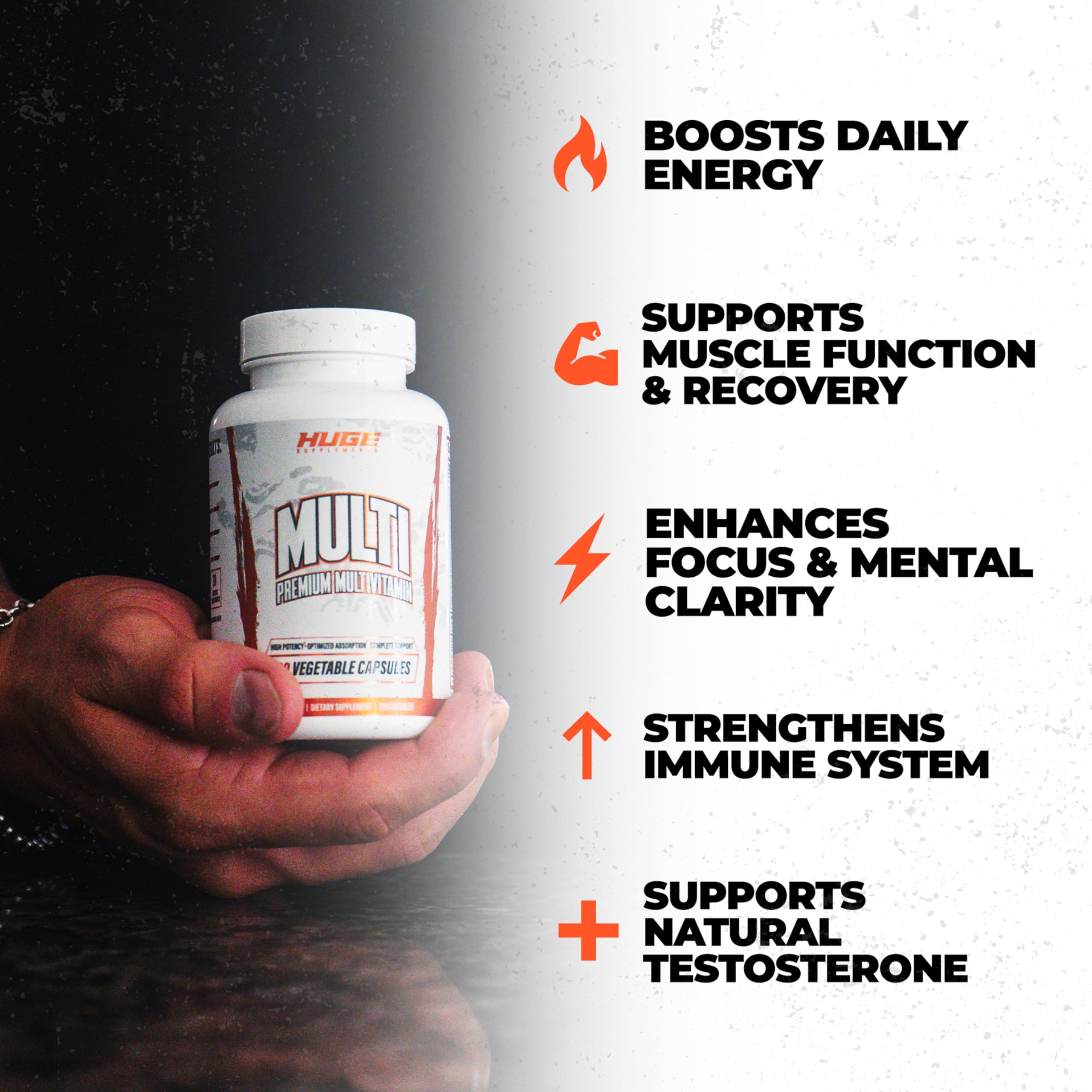 Huge Multi, Multivitamin for Men, High-Performance All-in-One Formula for Athletes & Bodybuilding, Vitamin & Mineral Replenishment, Supports Immune System & Healthy Hormone Levels (120 Capsules) Huge SupplementsAu supplements