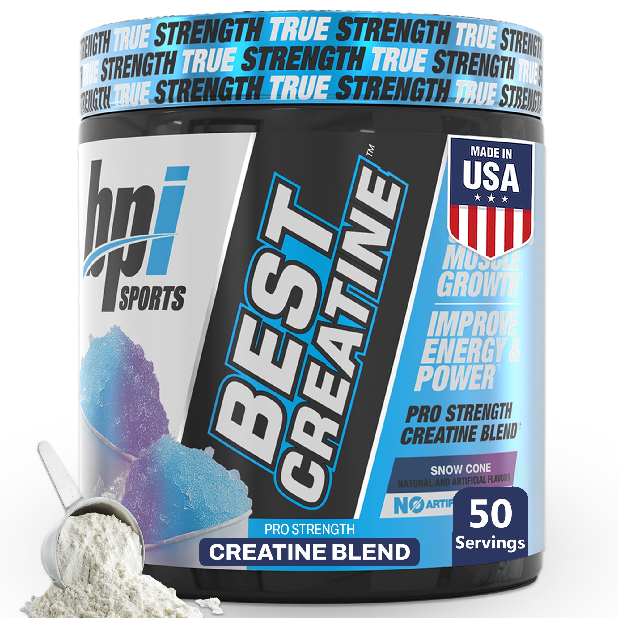 BPI Sports Best Creatine - Creatine Monohydrate Powder for Men & Women, Himalayan Salt - Strength, Pump, Endurance, Muscle Growth, Muscle Definition - No Bloat - Snow Cone - 50 servings - 10.58 Oz BPI SportsAu supplements