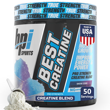 BPI Sports Best Creatine - Creatine Monohydrate Powder for Men & Women, Himalayan Salt - Strength, Pump, Endurance, Muscle Growth, Muscle Definition - No Bloat - Snow Cone - 50 servings - 10.58 Oz BPI SportsAu supplements