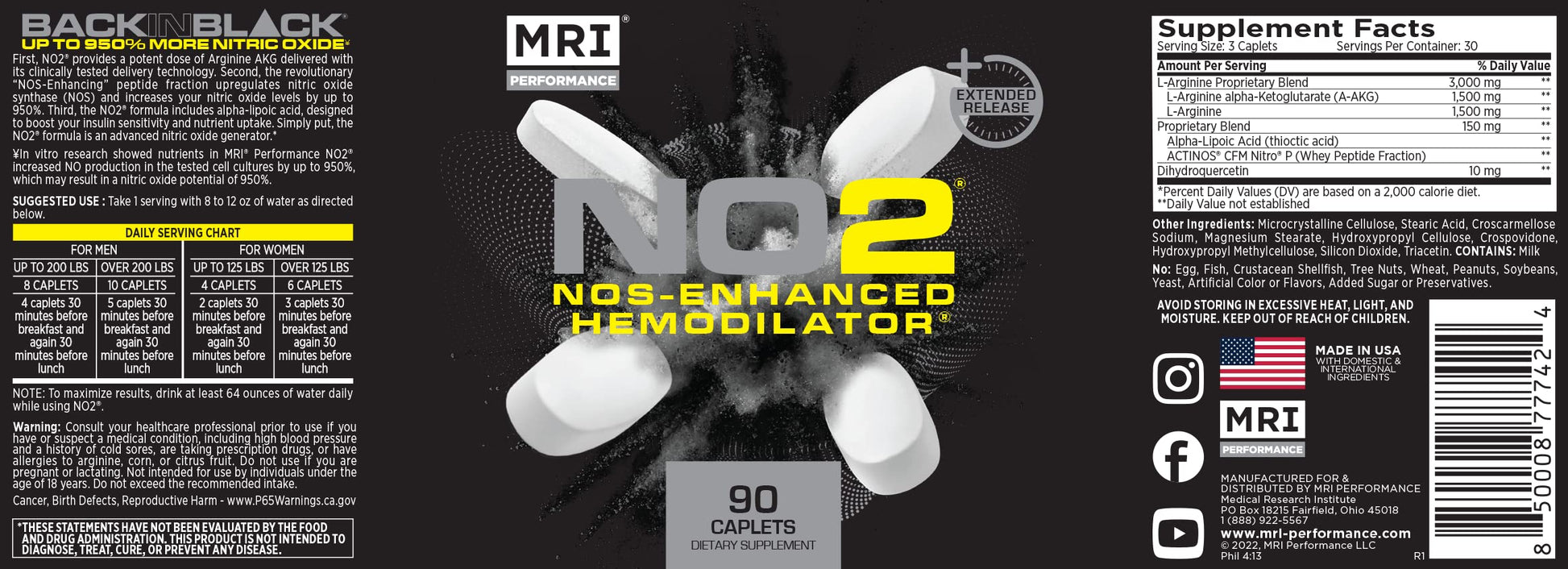 MRI Performance NO2 Nitric Oxide Original Formula All Day Perpetual Pump, Stim-Free MRIAu supplements