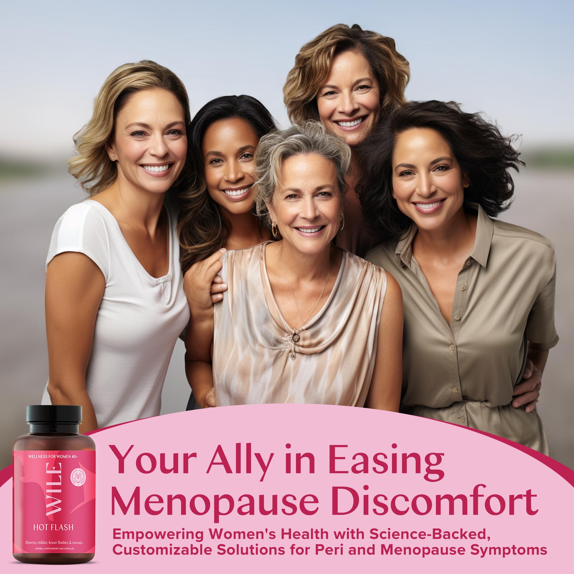 WILE Menopause and Perimenopause Supplements for Women - Hot Flashes and Night Sweats Relief with Kudzu Root - Premenopause Support for Stress, Hot Flash, Hormone Balance & Restful Sleep, 30 Servings WILEAu supplements