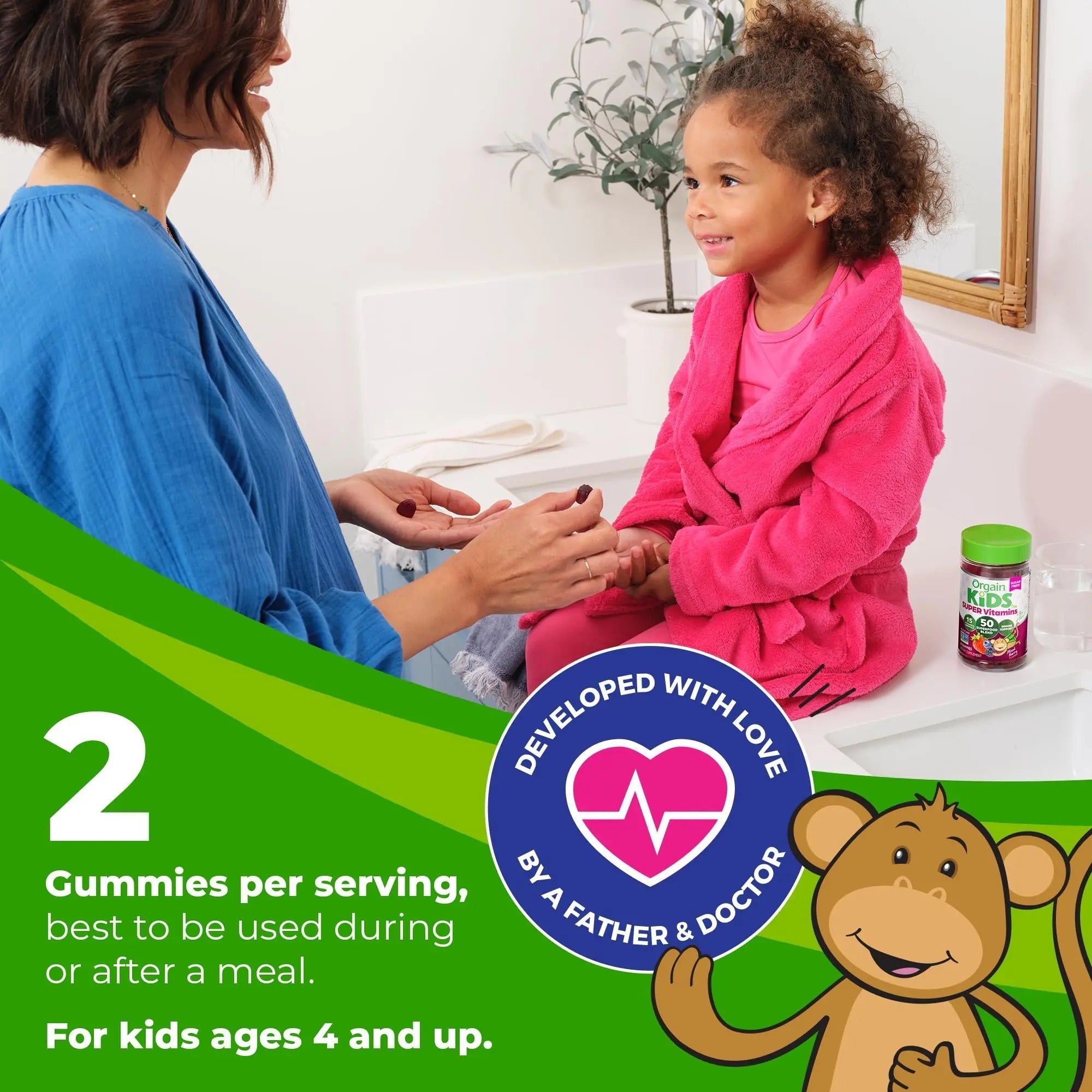 Orgain Kids Sugar Free Multivitamin Gummies, Vegan & Plant Based, 50 Superfoods, 15 Vitamins and Minerals, Immune Support and 3g of Fiber OrgainAu supplements
