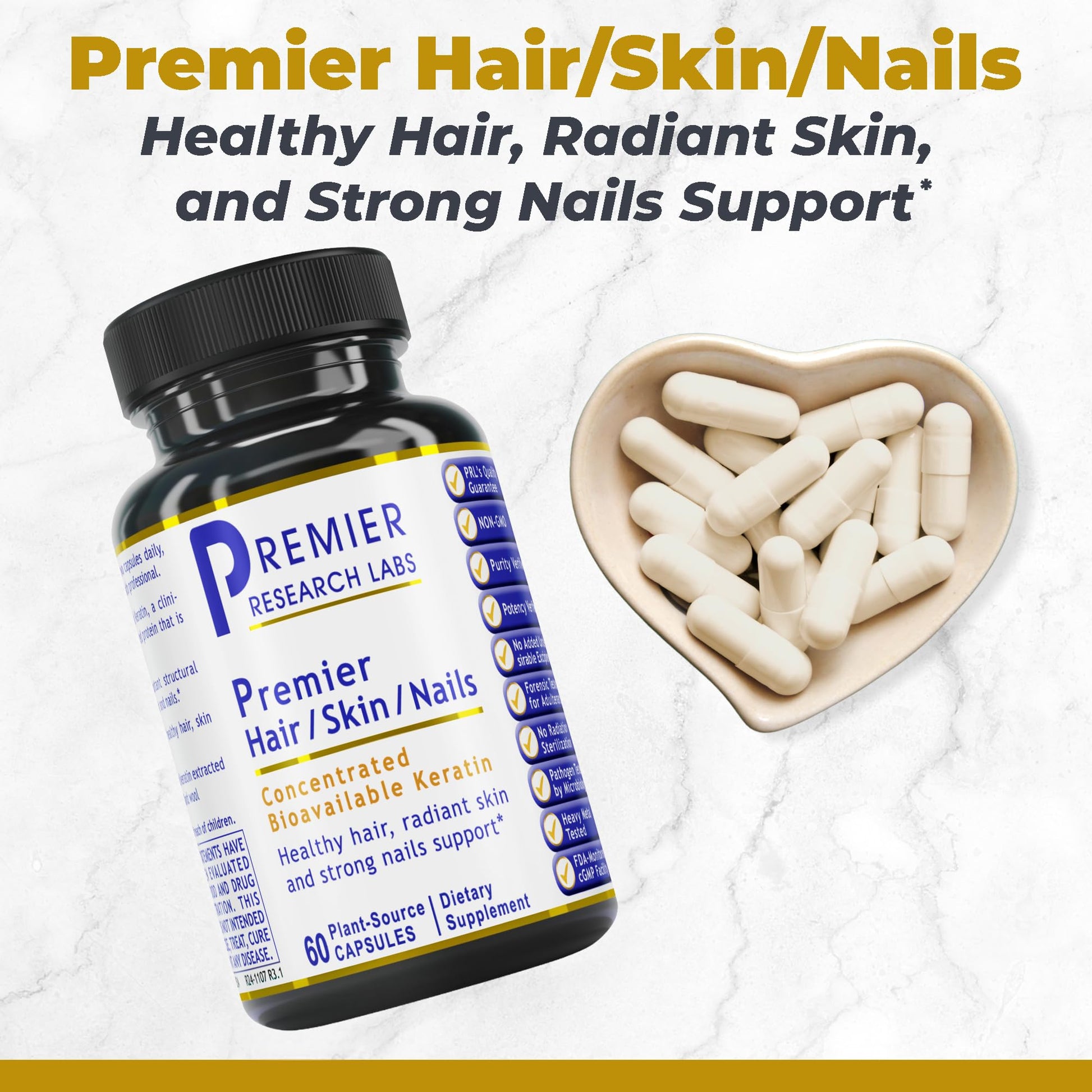 Premier Research Labs Premier Hair/Skin/Nails - Hair Growth Supplement for Women & Men with Keratin, Vitamins for Hair Growth, Beauty from Within for Hair, Skin and Nails - 60 Vegetarian Capsules Premier Research LabsAu supplements