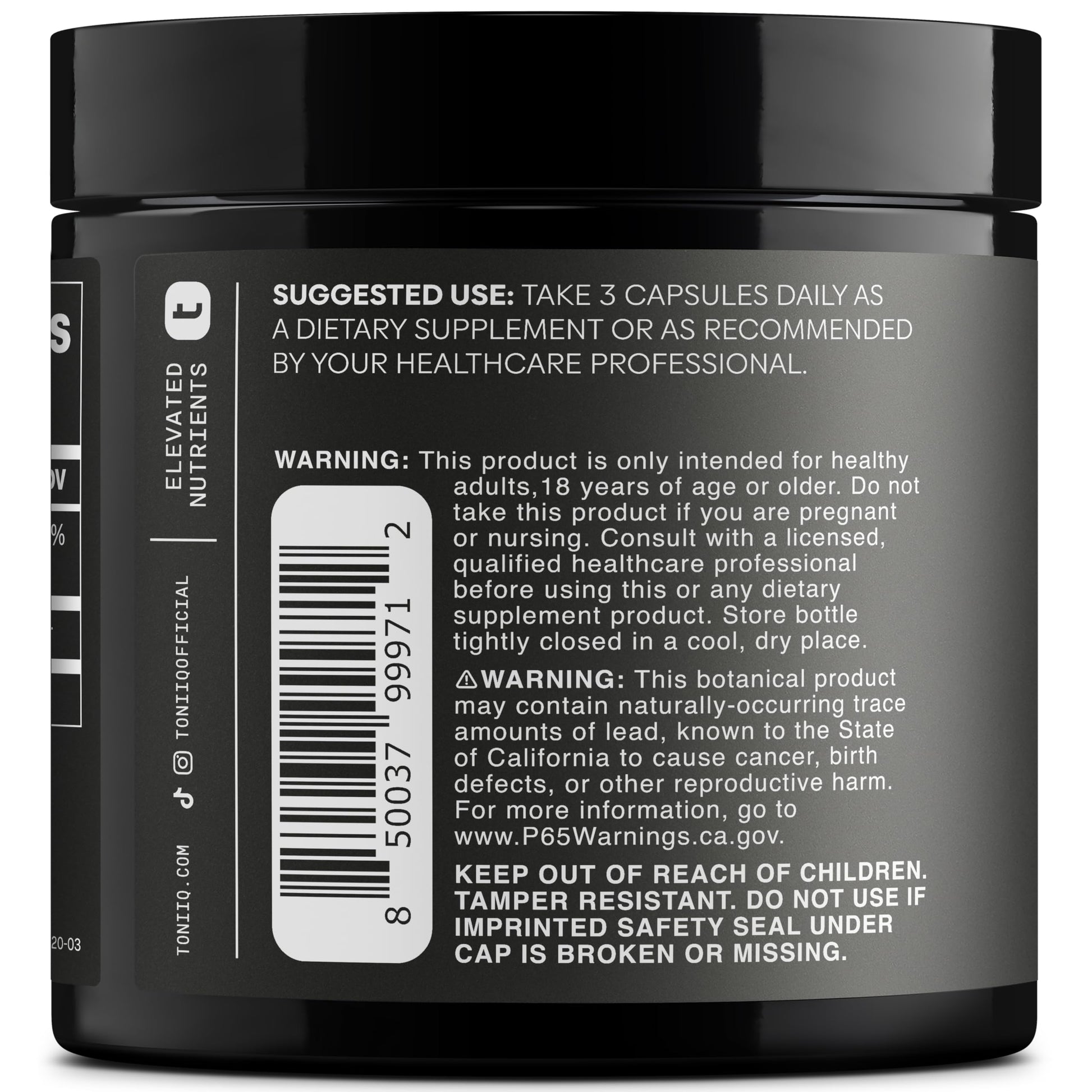 Toniiq 1500mg Ultra High Purity Ca AKG Supplement - 99%+ Highly Purified and Bioavailable Calcium Alpha-Ketoglutarate - Calcium AKG Longevity Supplement - 120 Ca-AKG Vegetarian Capsules ToniiqAu supplements