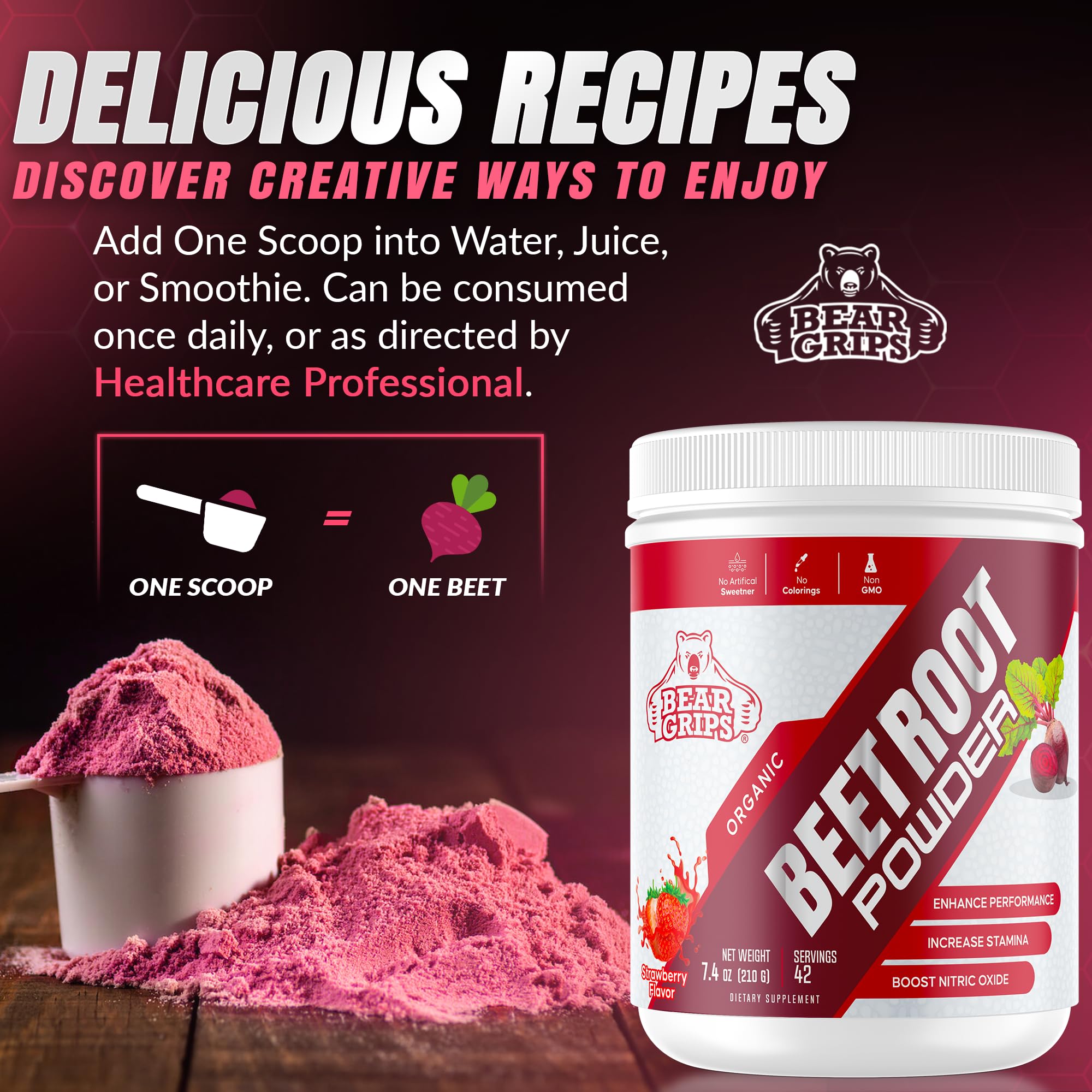 Organic Beet Root Powder - Nitric Oxide Supplement Super Food Beets Supplements Bear GripsAu supplements