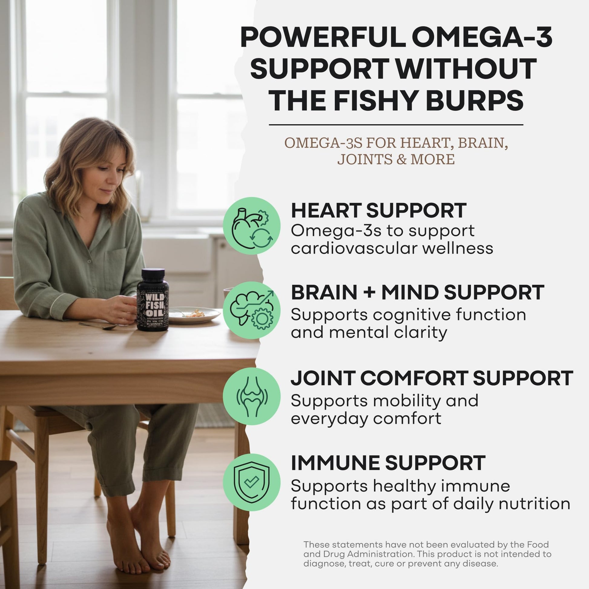 Wild Foods Fish Oil Omega 3 Supplements | 1600 mg | Highly-Potent: DPA, DHA, EPA | Burpless, Odorless, Non-GMO, Gluten Free | For Brain & Heart Health, Joint Support | 60 Capsules (1 pk) | 30 Servings Wild FoodsAu supplements
