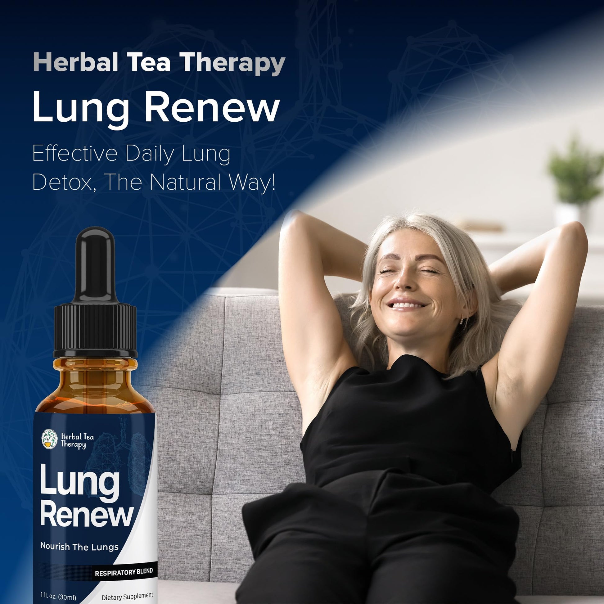 Herbal Tea Therapy Lung Renew Mullein Drops for Lungs (1 fl. oz.): Peppermint, Thyme, & Mullein Leaf Extract for Lungs Detox & Daily Respiratory Comfort - GMO-Free & Made in USA Herbal Tea TherapyAu supplements