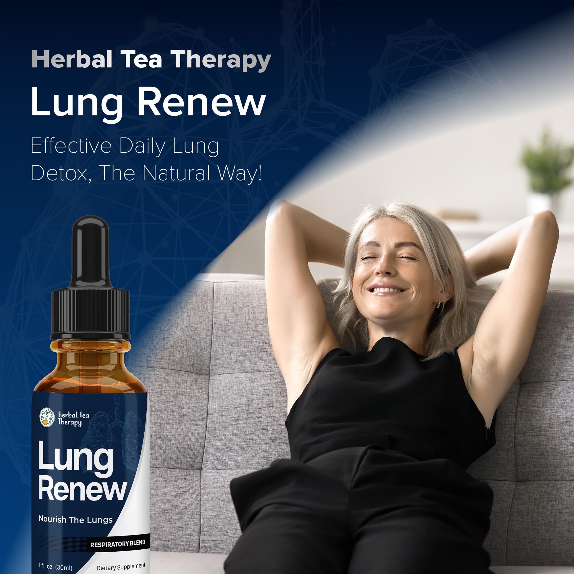 Herbal Tea Therapy Lung Renew Mullein Drops for Lungs (1 fl. oz.): Peppermint, Thyme, & Mullein Leaf Extract for Lungs Detox & Daily Respiratory Comfort - GMO-Free & Made in USA Herbal Tea TherapyAu supplements
