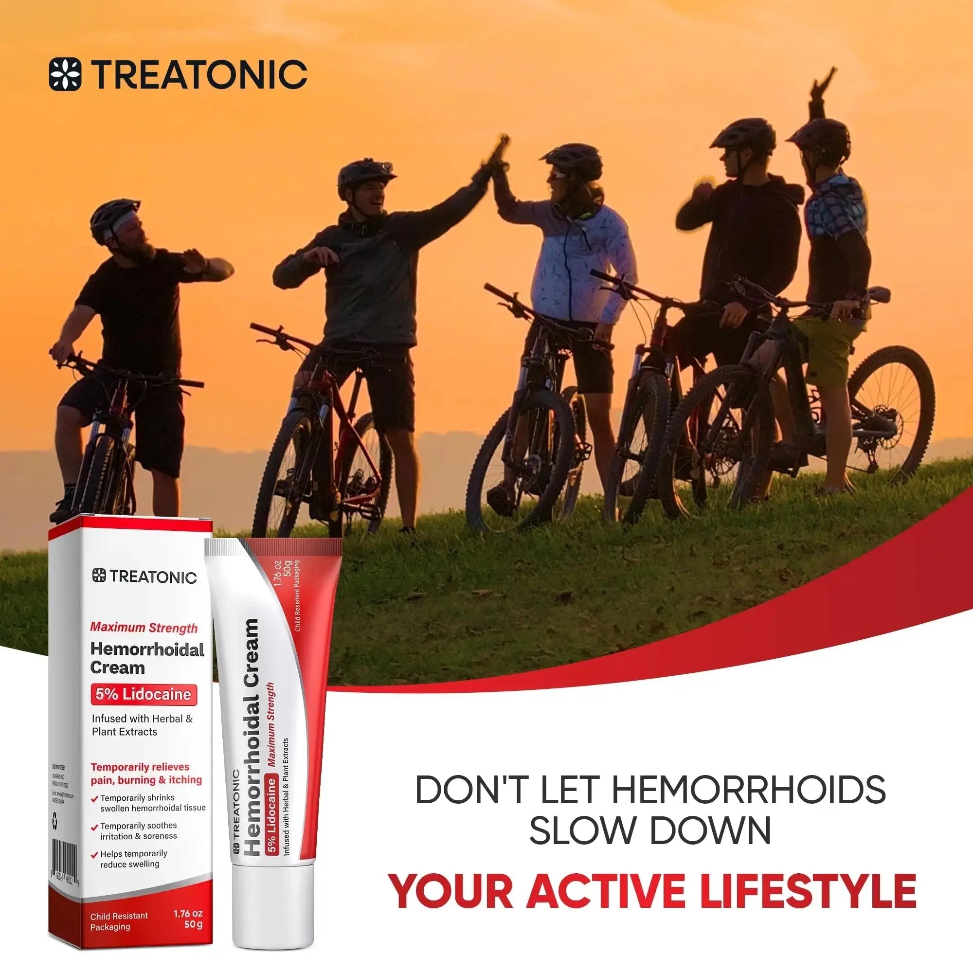 Treatonic Hemorrhoid Treatment Cream: 5% Lidocaine Hemorrhoid Cream for Numbing Relief of Pain, Burning, Itching, Discomfort, & Swelling - Fissure & Hemorrhoids - 1.76 oz TreatonicAu supplements