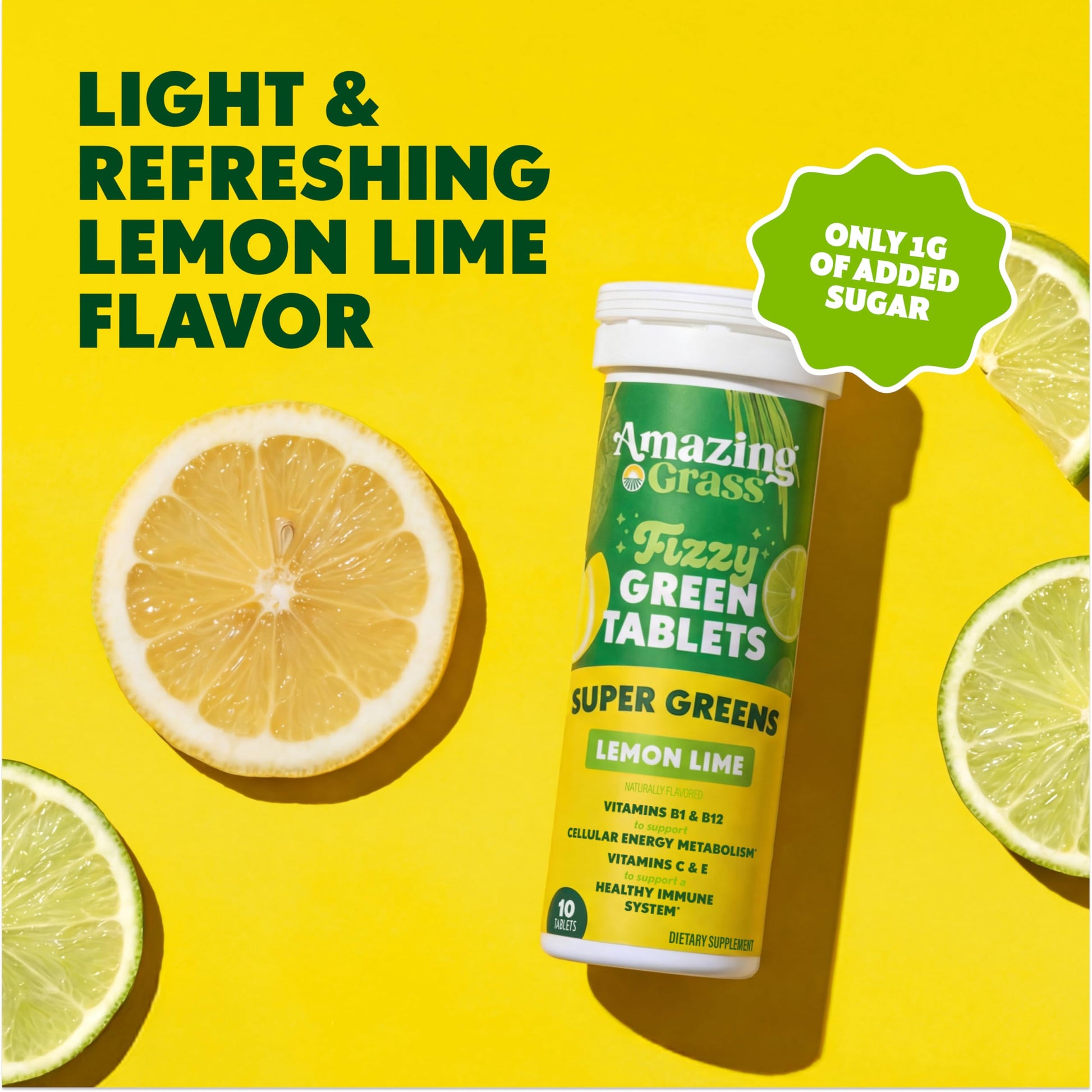 Amazing Grass Effervescent Tablets: Green Superfood Water Flavoring Tablet with Antioxidants & Alkalizing Greens, Lemon Lime, 60 Count Amazing GrassAu supplements