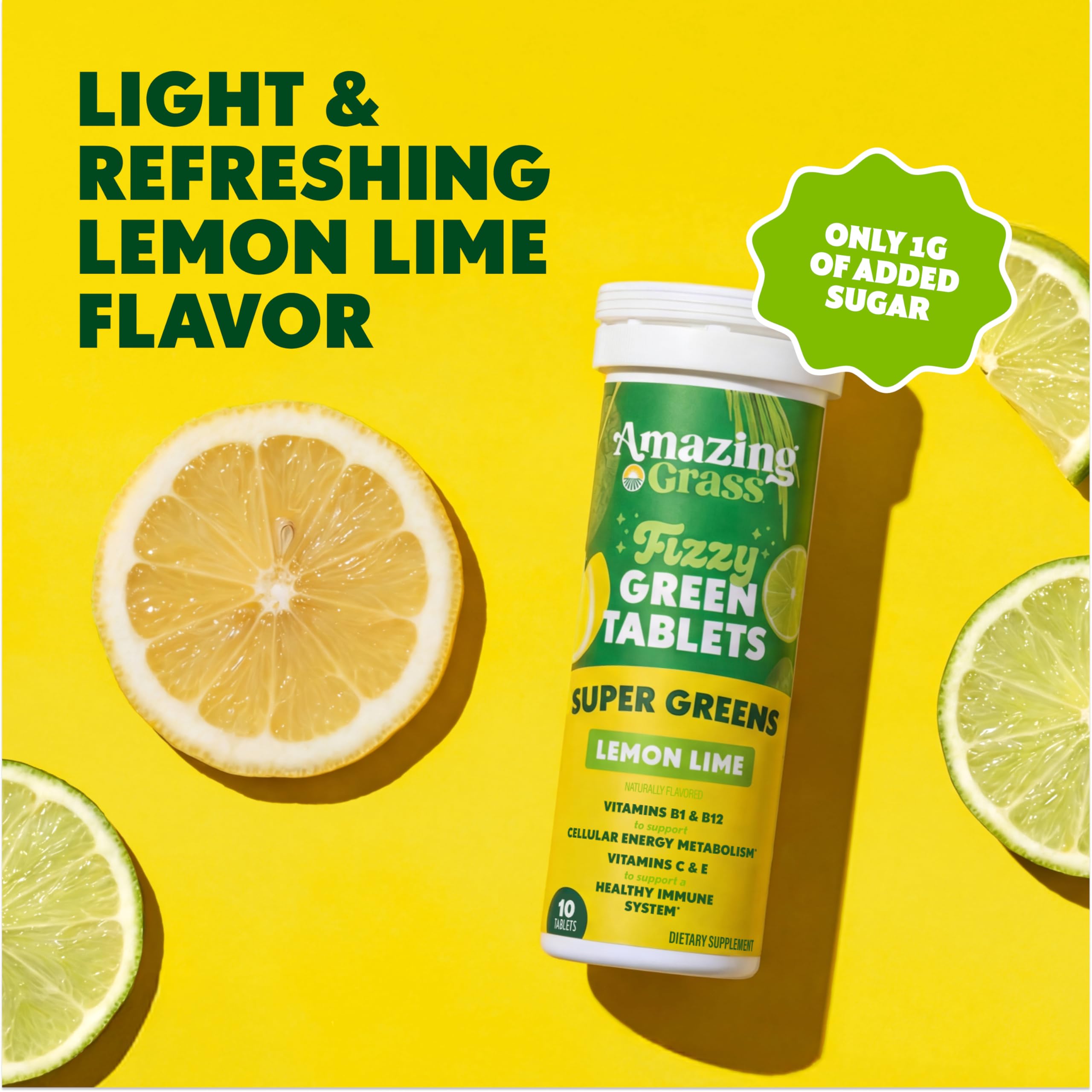 Amazing Grass Effervescent Tablets: Green Superfood Water Flavoring Tablet with Antioxidants & Alkalizing Greens, Lemon Lime, 60 Count Amazing GrassAu supplements