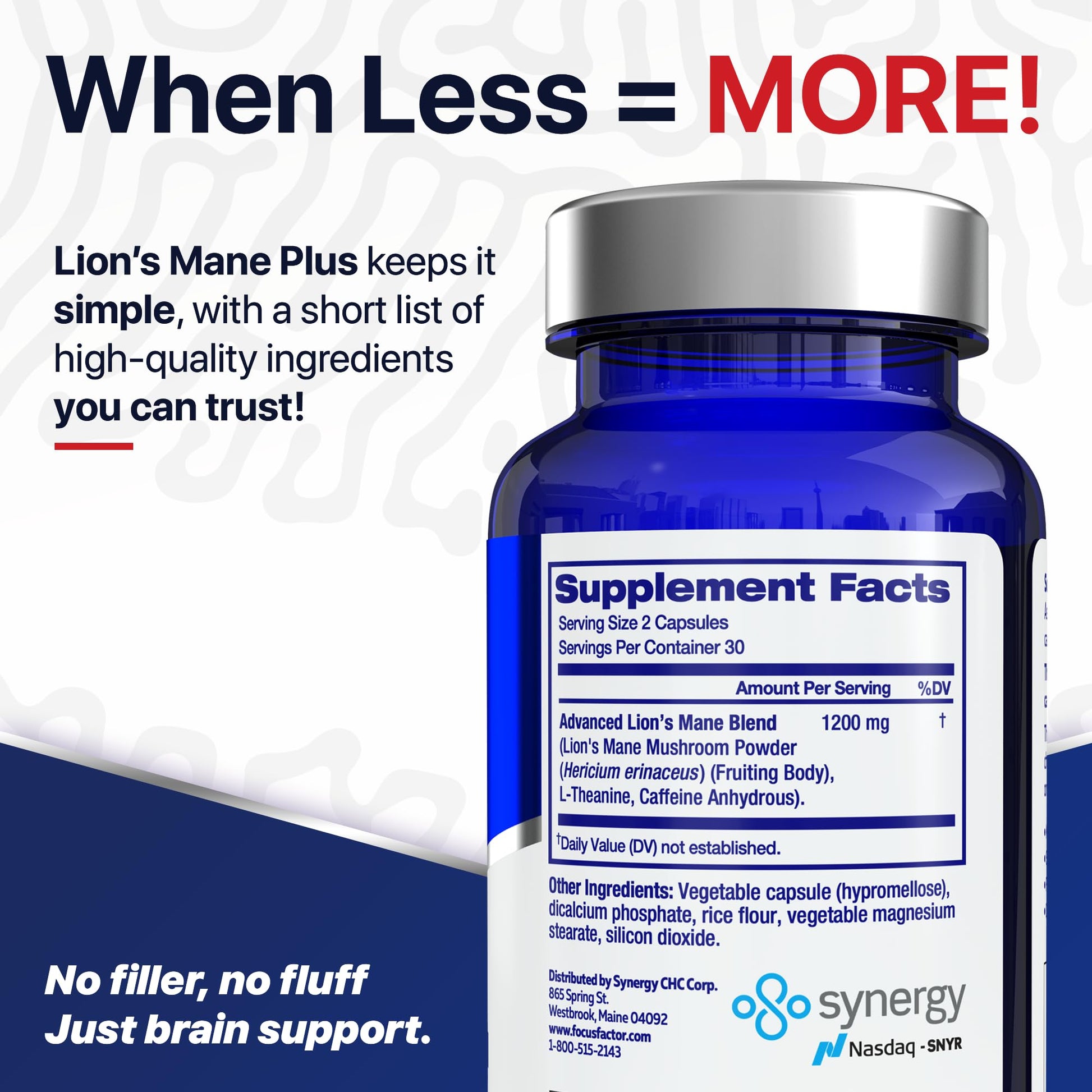 Focus Factor Lions Mane Plus, Advanced Nootropic with L-Theanine, Caffeine, Focus and Energy (60 Count) Focus FactorAu supplements