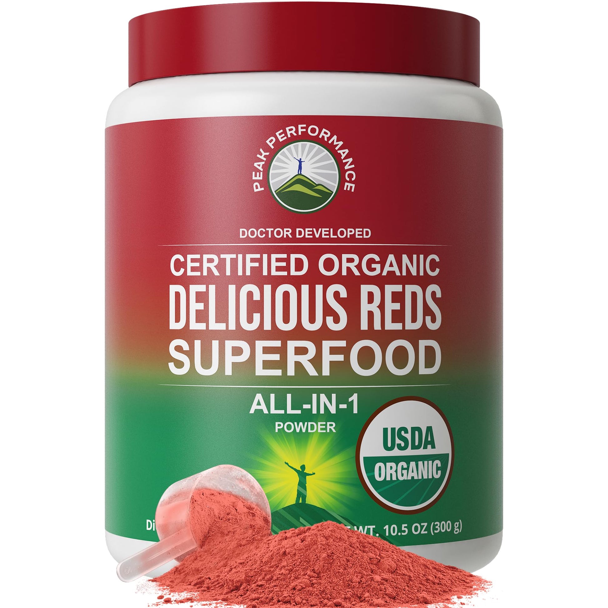 Peak Performance Organic Reds Superfood Powder, Best Tasting Organic Red Juice Super Food w/ 25+ All Natural Ingredients & Polyphenols, Vital for Max Energy and Detox. Raspberry, Elderberry, Beetroot Peak PerformanceAu supplements