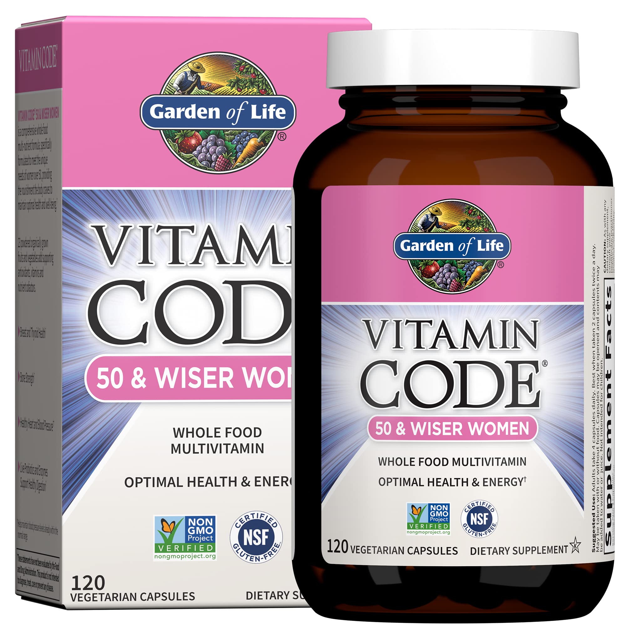 Garden of Life Vitamin Code Multivitamin for Women 50 & Over, B Vitamins, A, C, D3, E & K, CoQ10, Probiotics & Enzymes, for Women 50 Plus, 120 Capsules Garden of LifeAu supplements