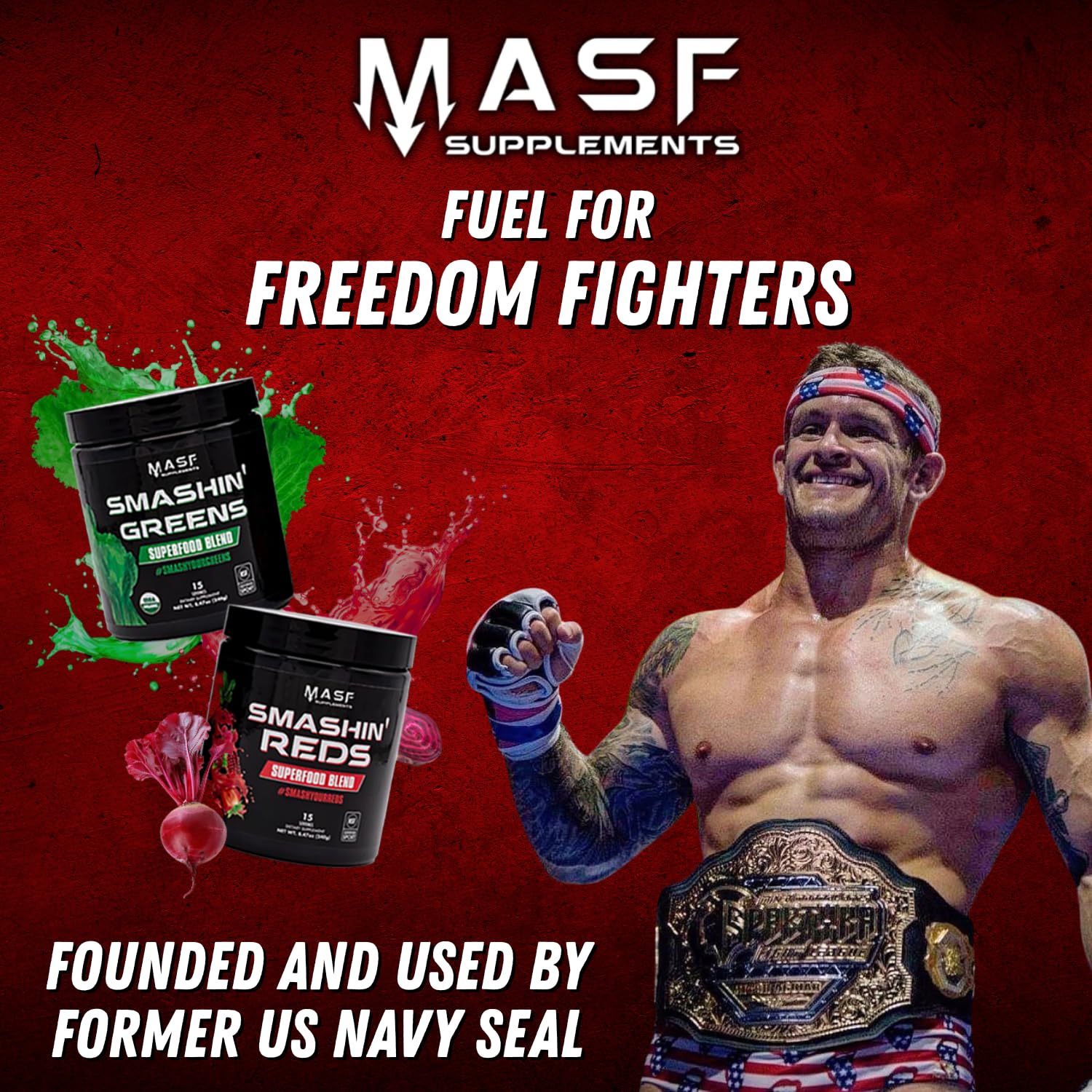 MASF Smashin' Reds Organic Superfood Supplements - 15 Servings - NSF Sport, Super Reds for Digestive Health, Energy, Endurance, Beet Root, Maca, Turmeric, Ginger, Acai, Nitric Oxide Production MASFAu supplements