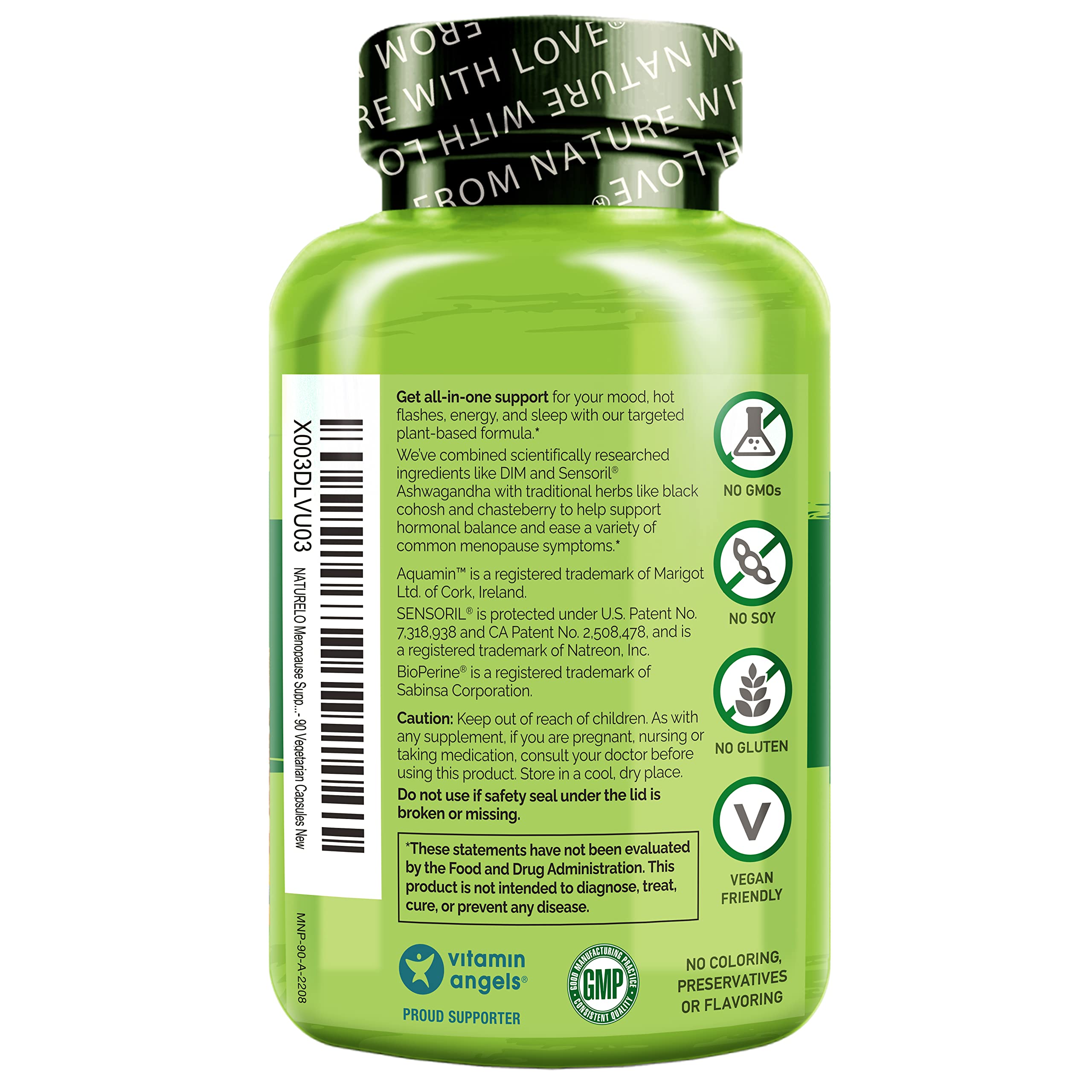NATURELO Menopause Supplements for Women, Herbal Blend with Black Cohosh for Menopause Hot Flashes Advanced Estrogen Multi-Symptom Formula 90 Capsules NATURELOAu supplements