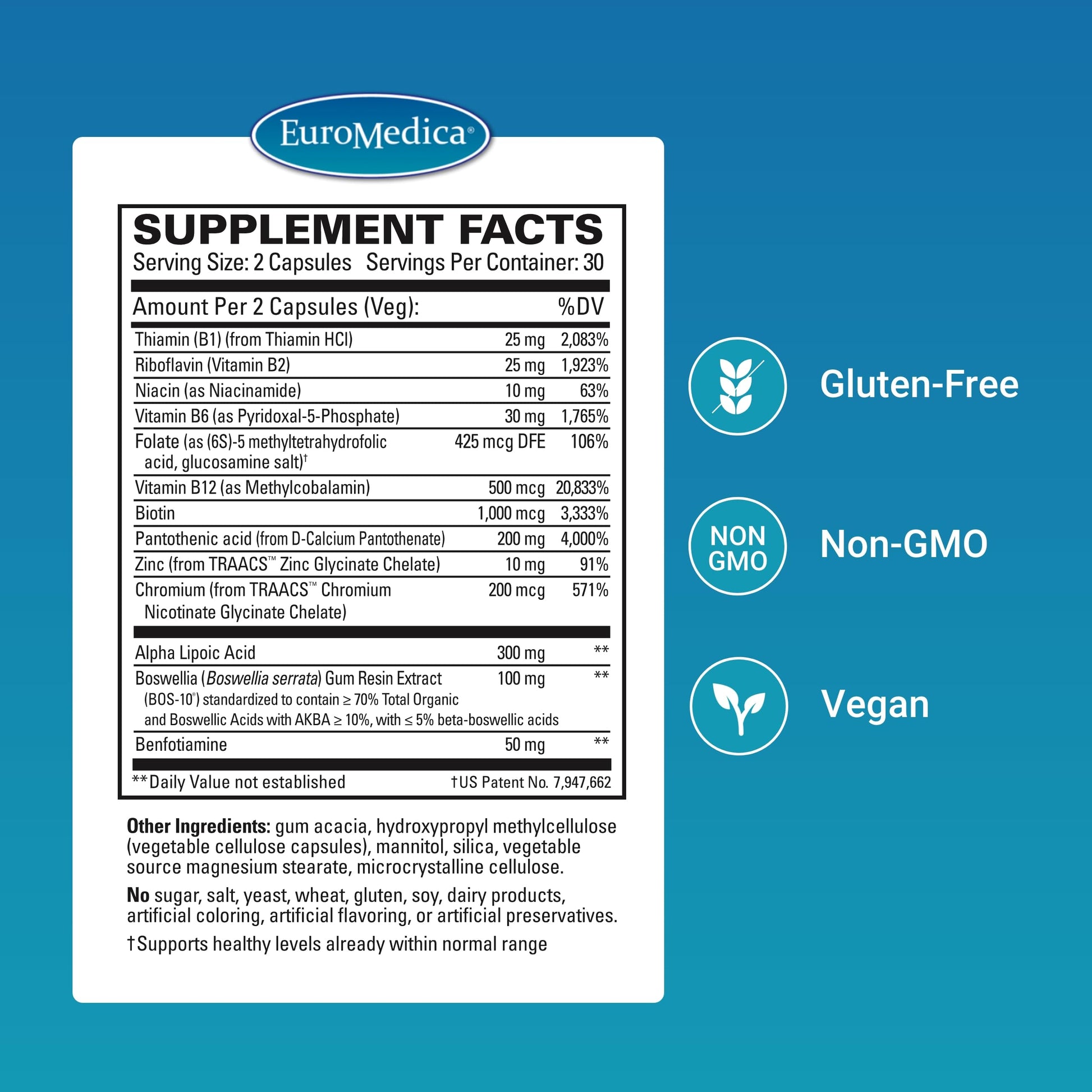 EuroMedica Nerve Complex - Herbal Supplement with Bioactive Vitamin B12 - Circulation & Nerve Health Support Supplement - Vegan Capsules with Boswellia Serrata - 60 Capsules EuroMedicaAu supplements