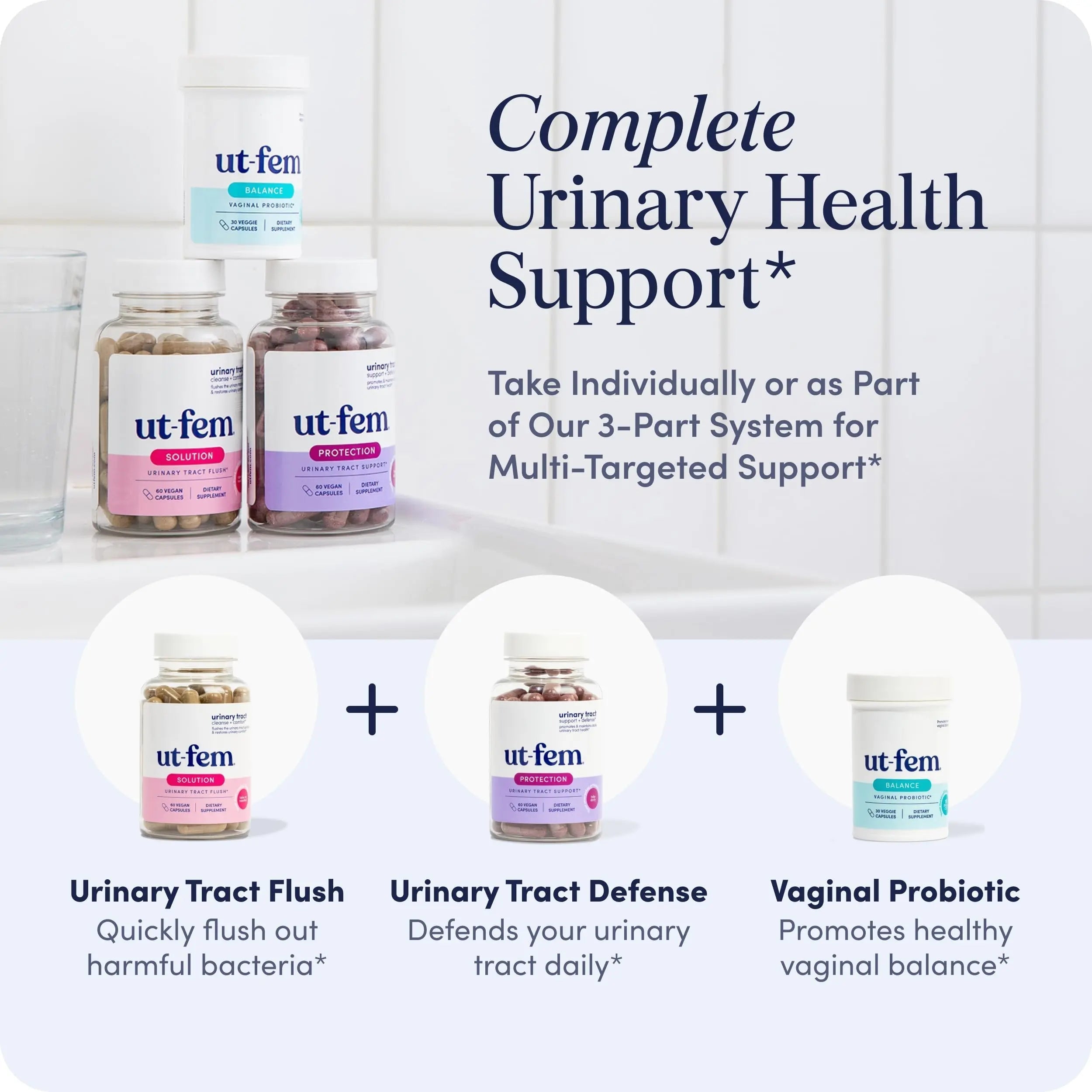 UT-Fem Solution - Fast-Acting Urinary Tract Flush for Women, Proactive UTI Support, Promotes Cleansing & Comfort, Clinical-Strength D-Mannose, Cranberry, and Natural Ingredients - 60 Vegan Capsules UT-FemAu supplements