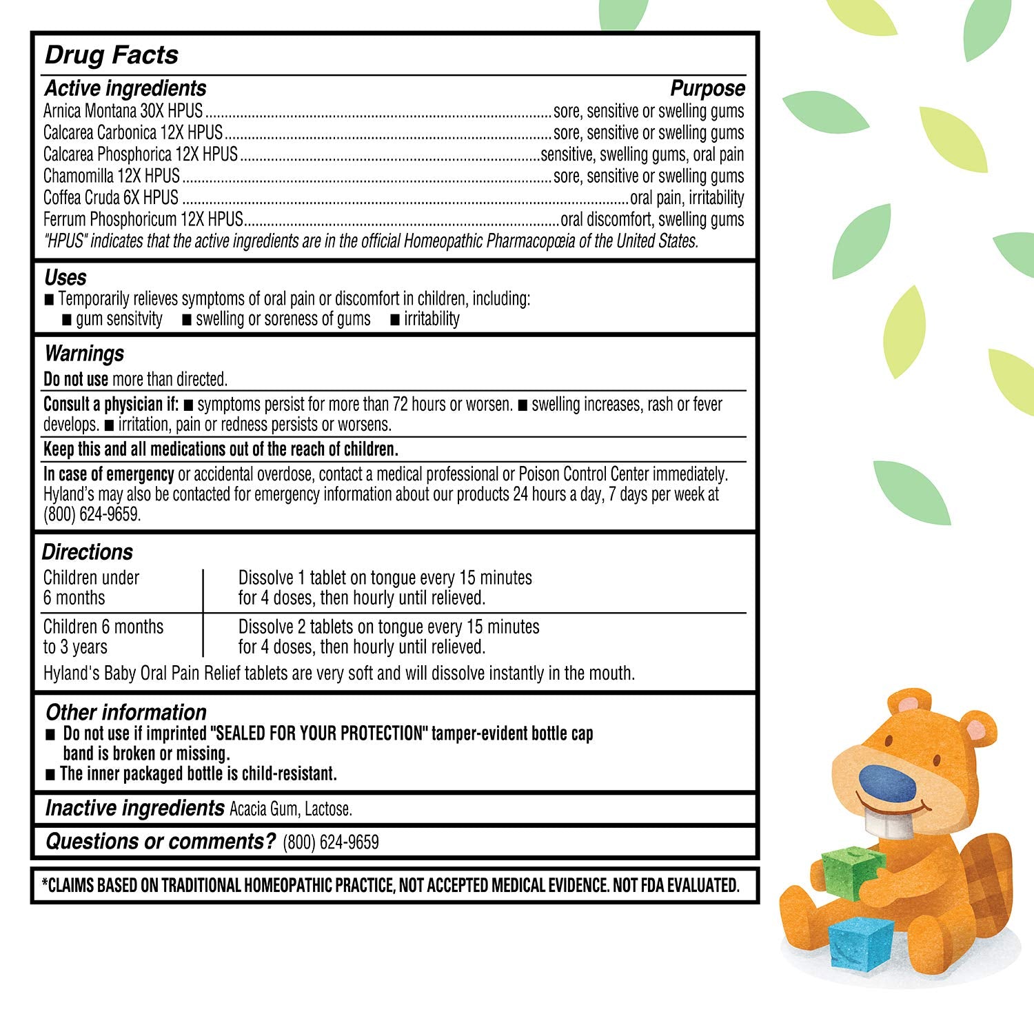 Hyland's Baby Oral Pain Relief Tablets, 125 Count Each (4) Hyland'sAu supplements