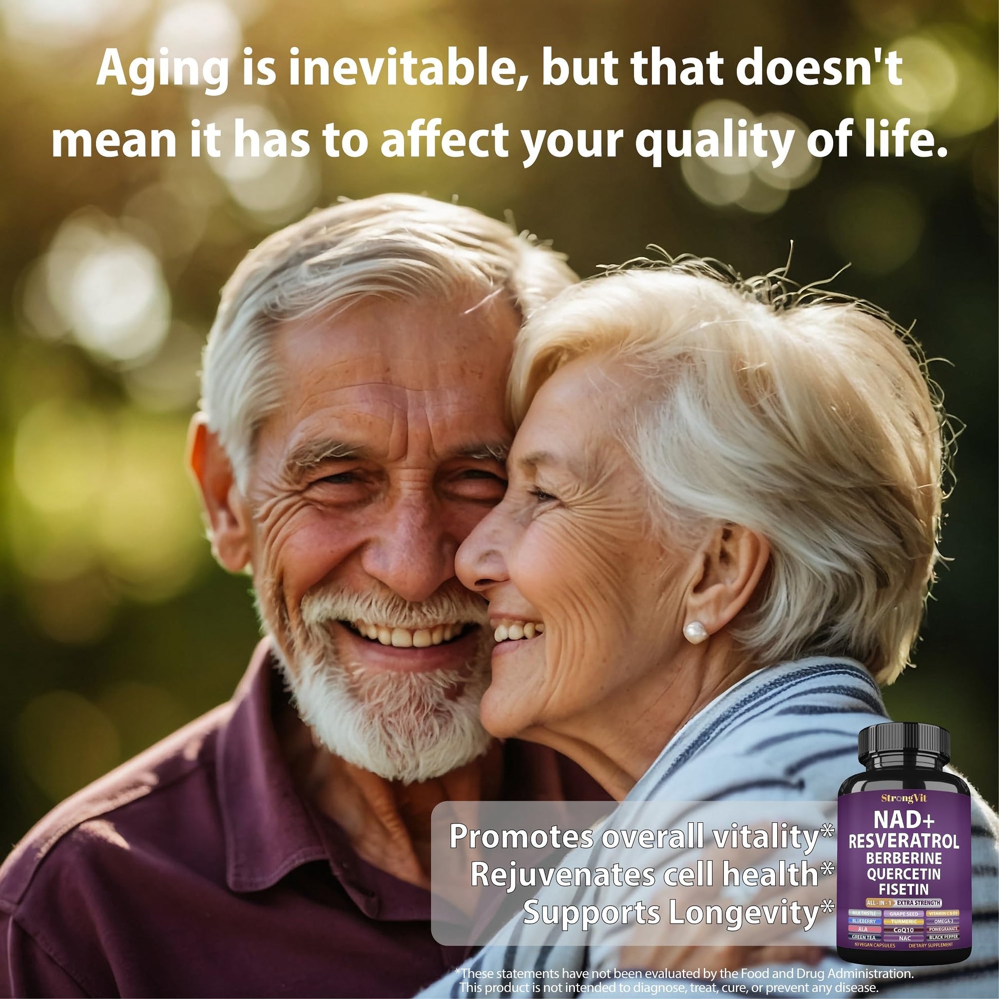 NAD Resveratrol Supplement with Berberine, Quercetin, CoQ10. Anti-Aging Formula for Women & Men. Liposomal NAD Plus, NAD+ Booster, Pure Organic Vitamin, USA StrongVitAu supplements