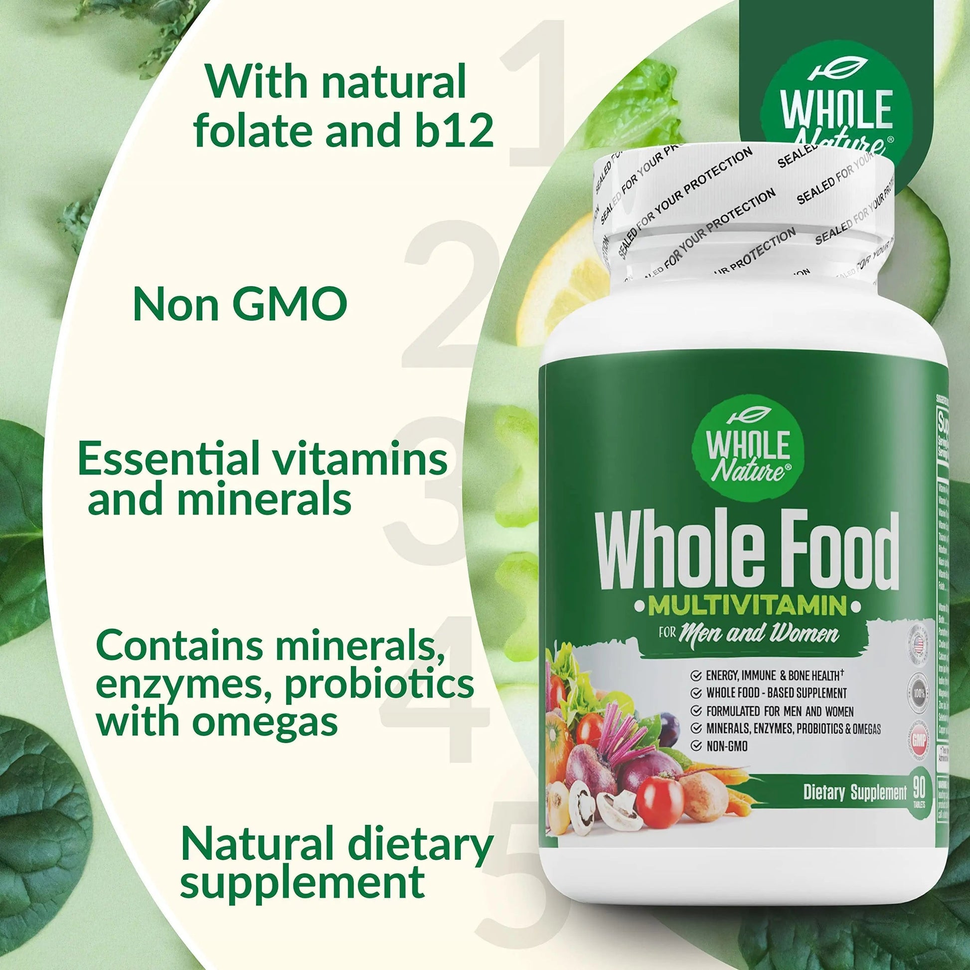 Whole Nature Whole Food Multivitamin for Men and Women Complete Daily Superfood Vitamins Plus Minerals Digestive Enzymes Whole NatureAu supplements