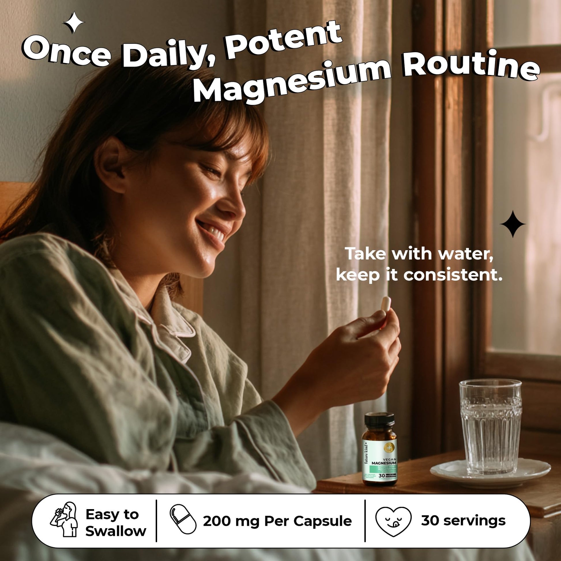 Future Kind Magnesium Glycinate, Supports Muscle and Nerve Function, High Absorption Chelated Magnesium Supplement, Nightly Calm, Energy & Metabolism, Highly Bioavailable & Potent - 30 Vegan Capsules Future KindAu supplements