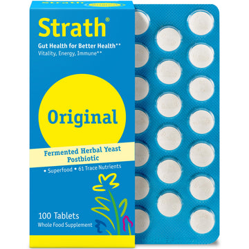Strath Nutritional Yeast Tablets - Vegetarian, Lactose Free, Artificial Additive Free - Digestive Support, Nutrient Absorption - Unflavored Daily Supplement - Prebiotic and Postbiotic Bio-StrathAu supplements