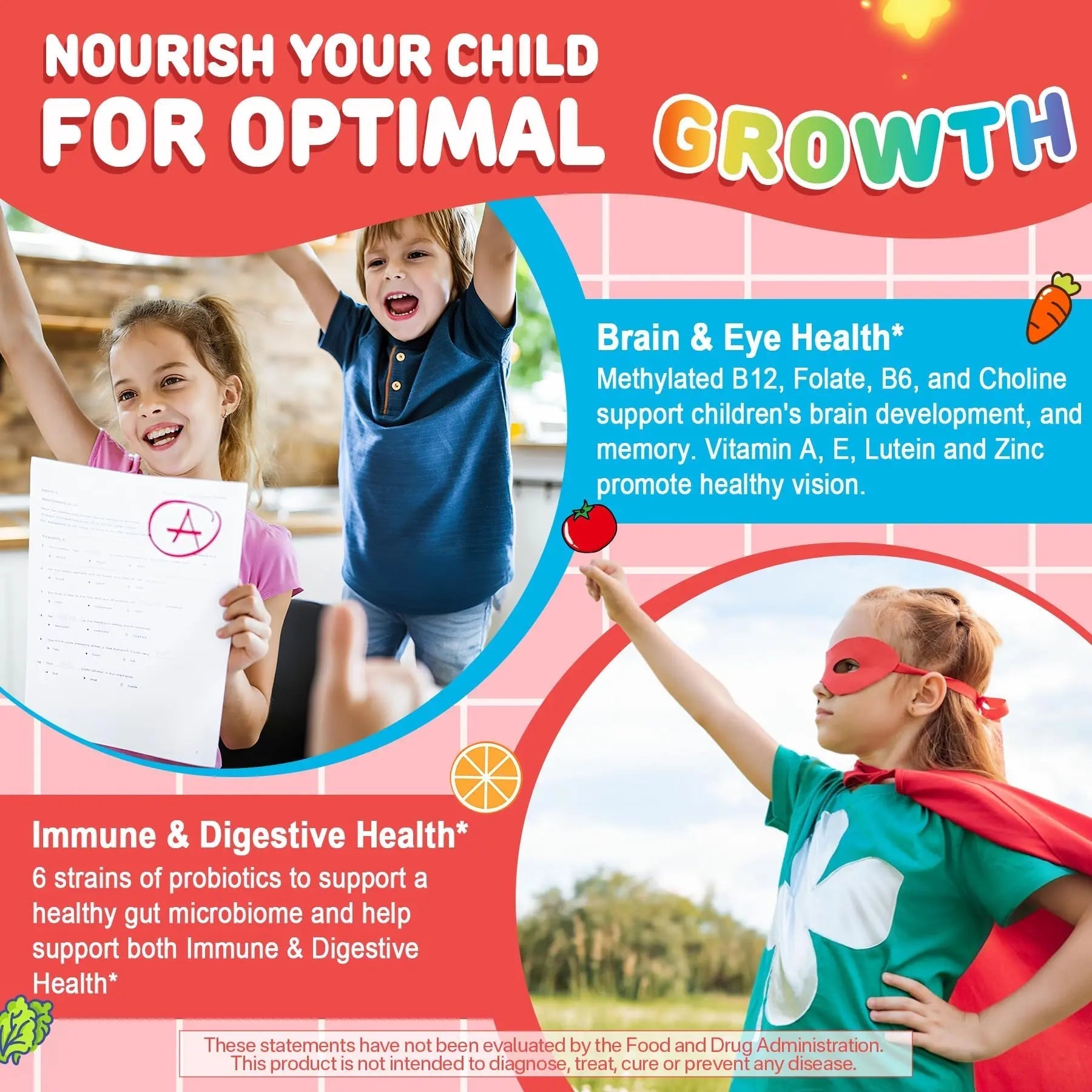 Kids Multivitamin Gummies + Calcium, Probiotics, Vitamin D3, C, Methylated B12 & Methylfolate, B6, A, K2, E, Zinc NEVISSAu supplements