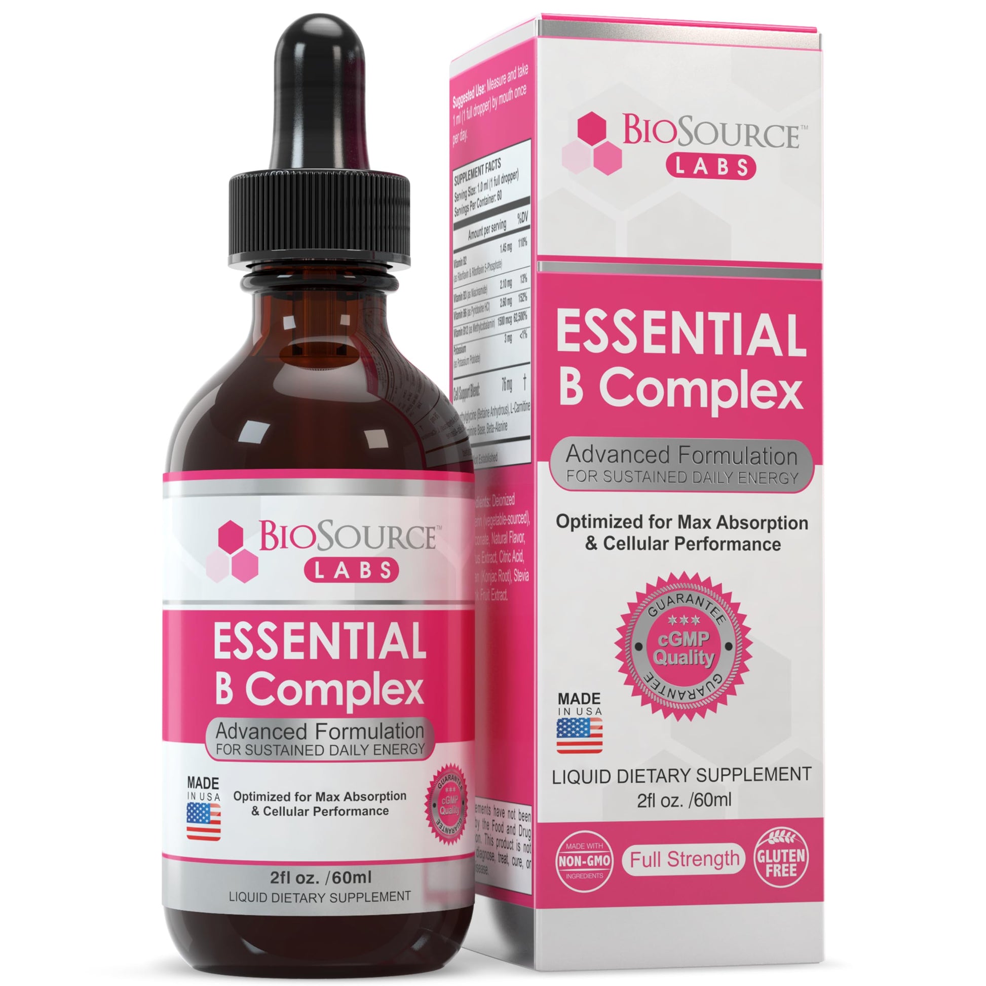 BioSource Labs Essential B Complex - Daily Vegan Vitamin B-Complex Sublingual Liquid BioSource LabsUS supplements