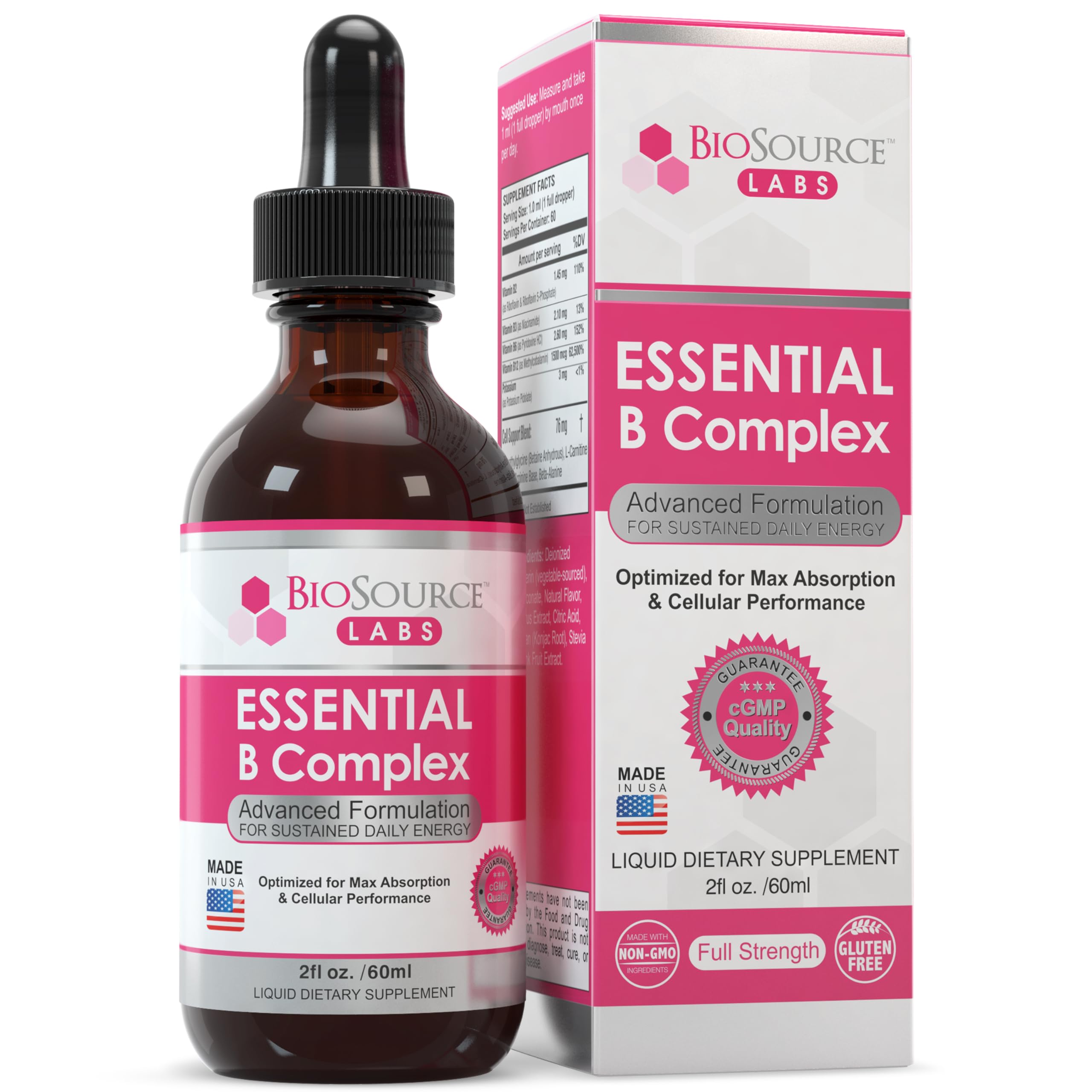BioSource Labs Essential B Complex - Daily Vegan Vitamin B-Complex Sublingual Liquid BioSource LabsUS supplements