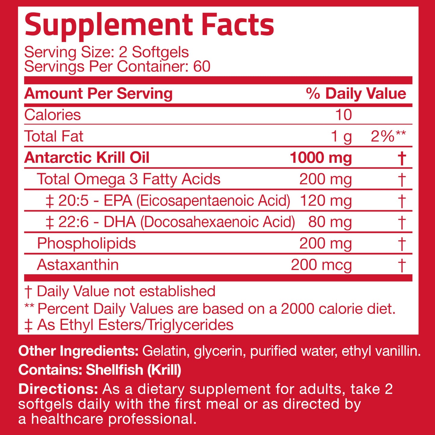 Bronson Antarctic Krill Oil 1000 mg with Omega-3s EPA, DHA, Astaxanthin and Phospholipids 120 Softgels BronsonUS supplements